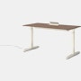 Renew S2S Embedded Power Desk - Standard,  29 x 58,  Veneer Walnut,  White / White,  Integrated Cord Management,  Hidden Power,  Standard,  T Leg