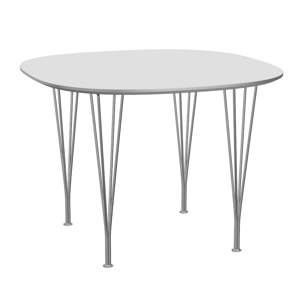Supercircular Dining Table - White Fenix Laminate, Chromed Steel