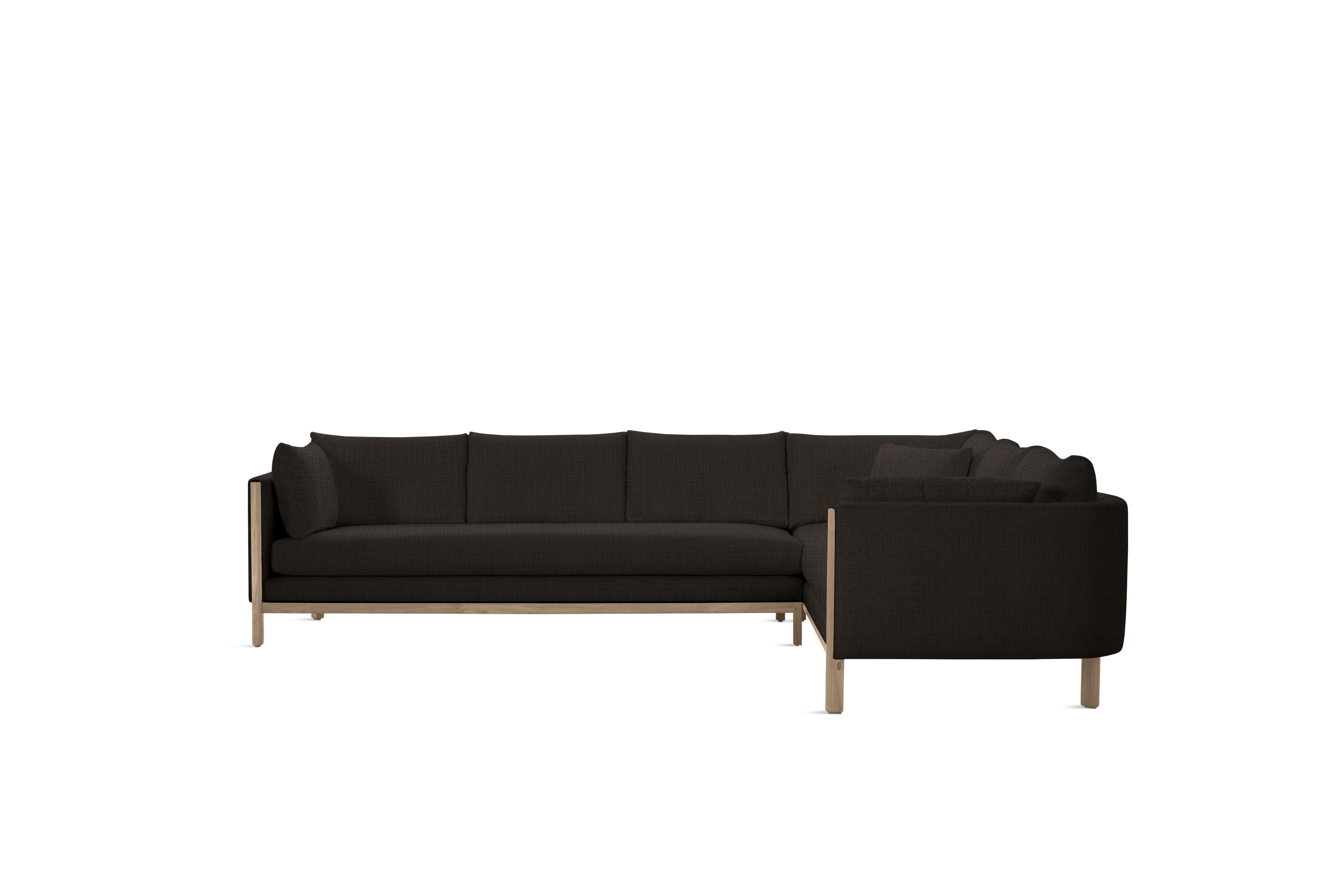 Emmy Corner Sectional - Right, Pebble Weave, Chocolate, Oak