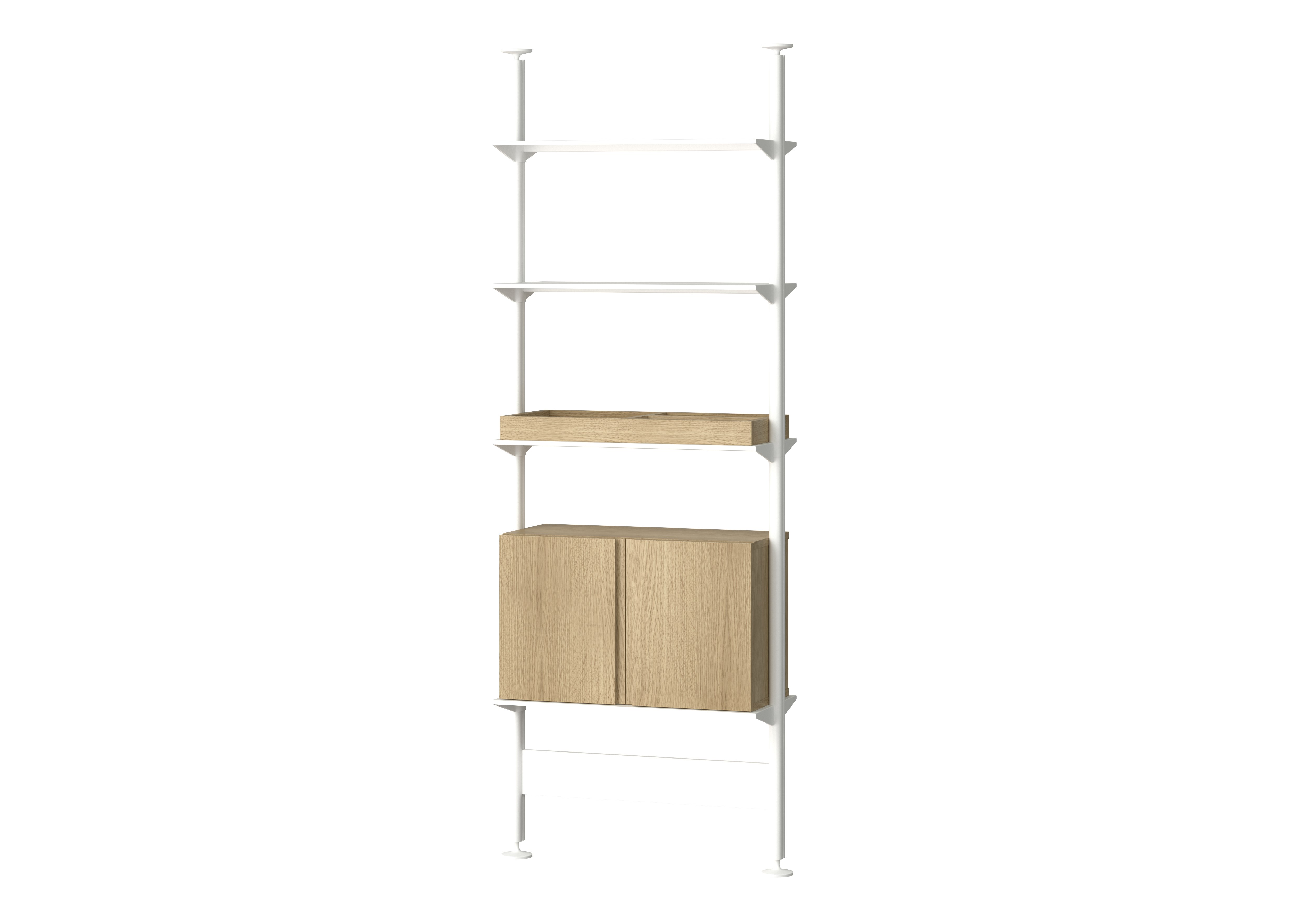 Pira Floor To Ceiling  - 1 Bay, 86.6" - 124"", White / Oak"