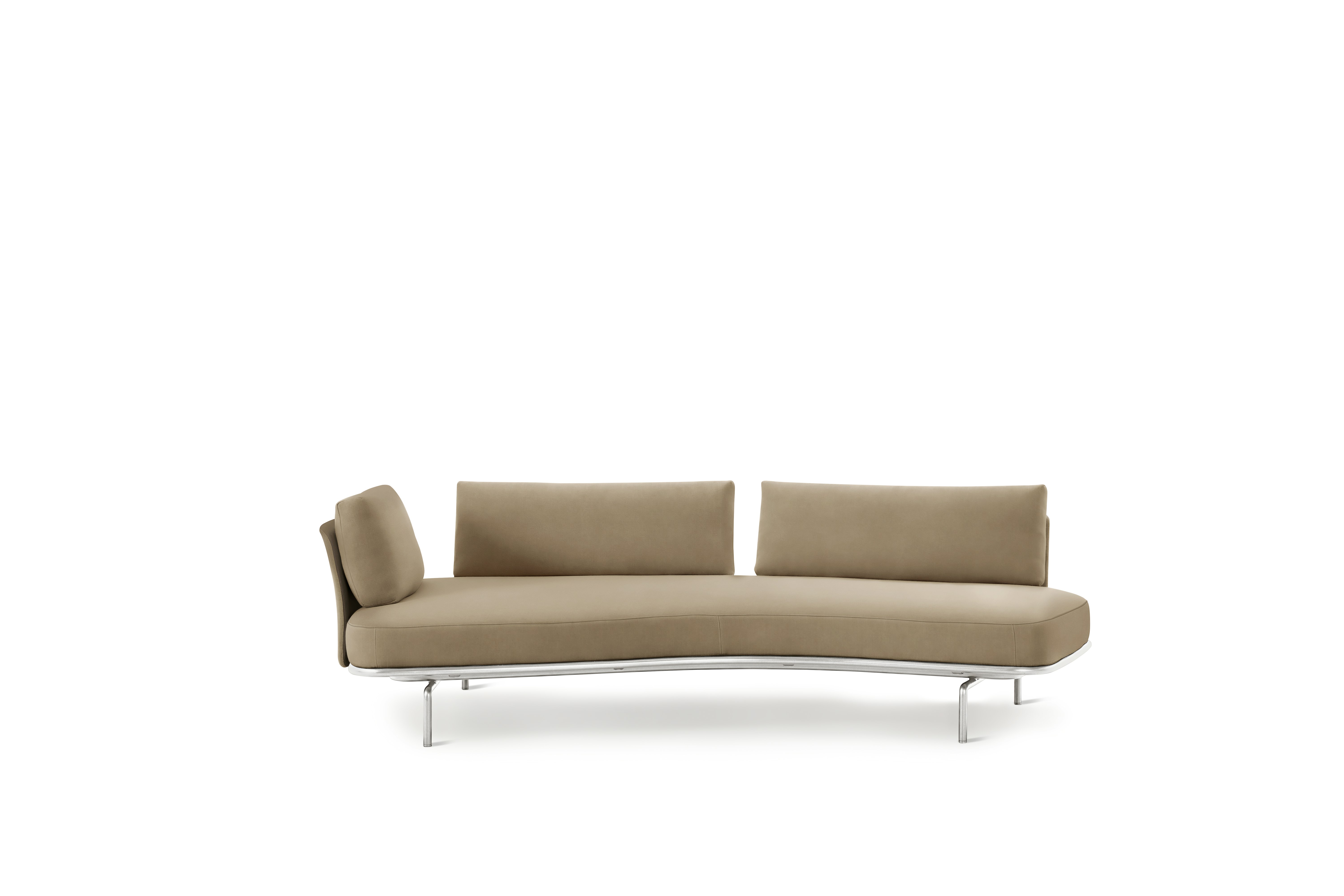 Panoramic Sofa - Right,  Small / Double Large,  Ultrasuede,  Pebble,  Chrome