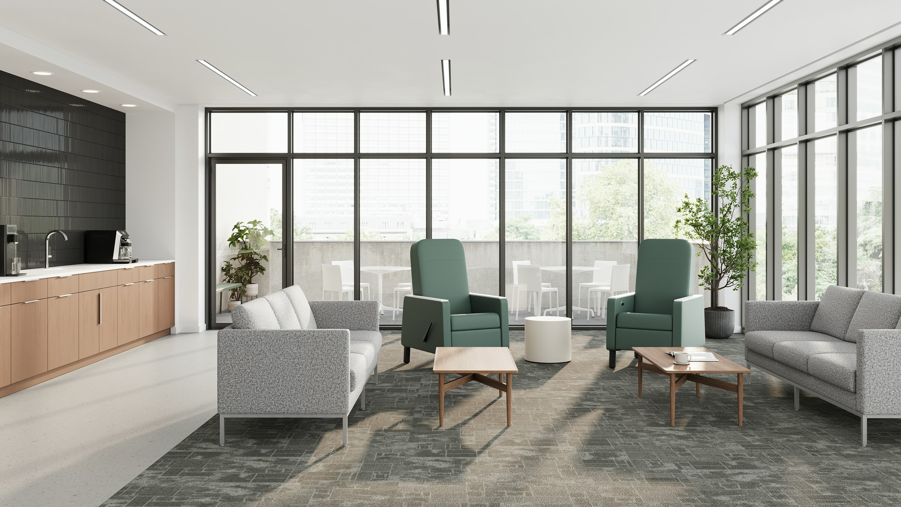 Gemma Recliner in compact size with metal legs and Mora System