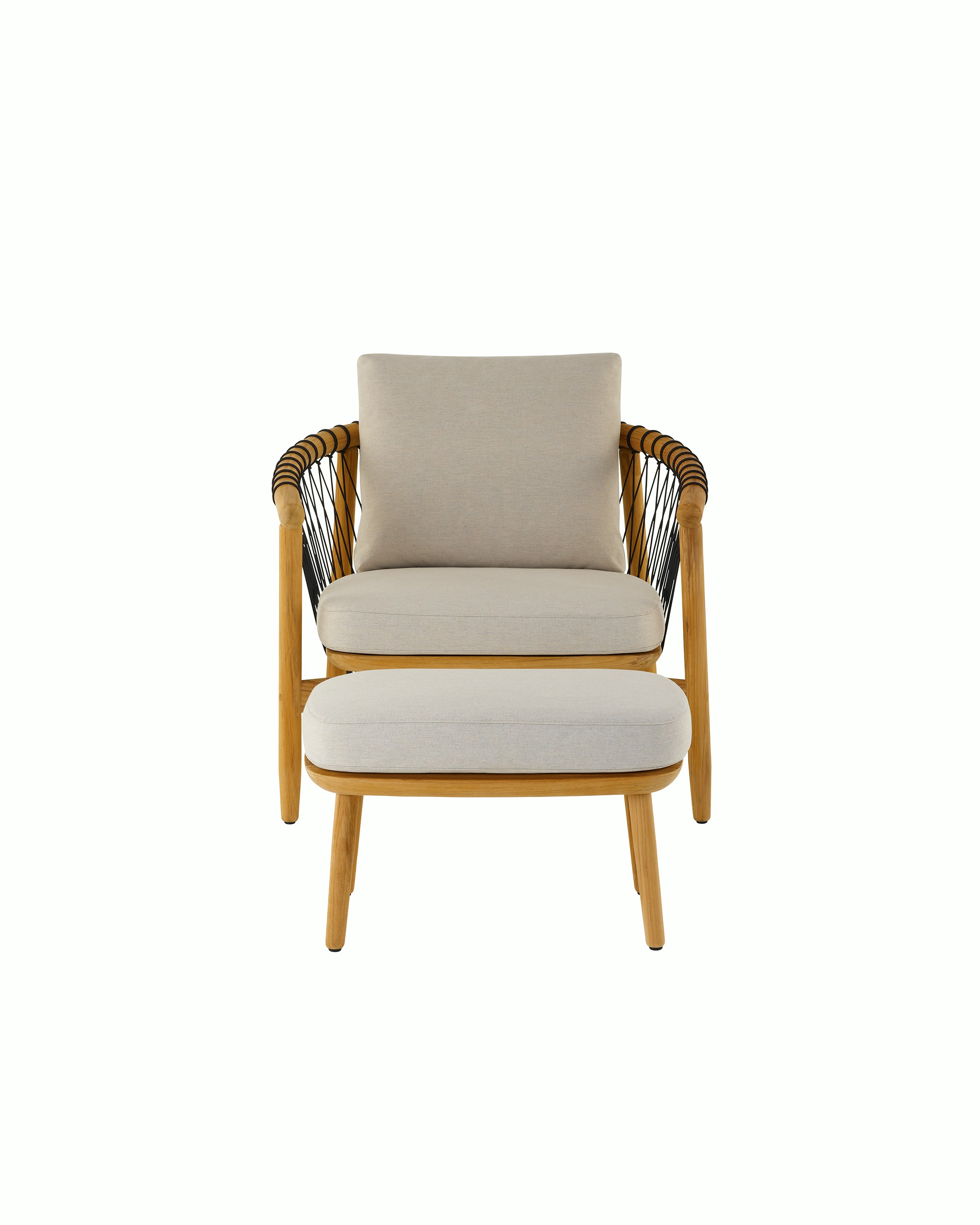 Crosshatch Outdoor Lounge Chair and Ottoman.
