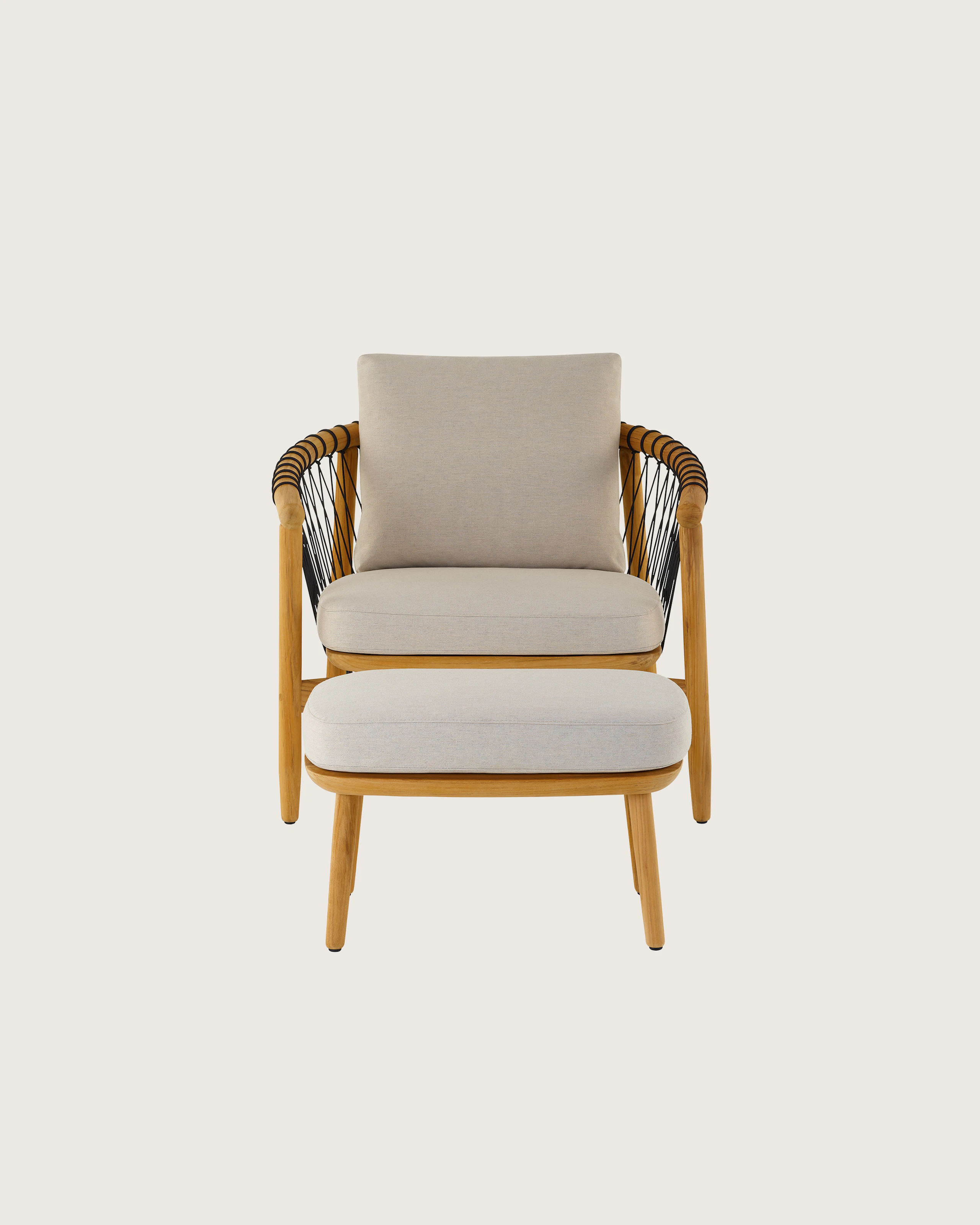 Crosshatch Outdoor Lounge Chair and Ottoman.