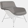 Striad Lounge Chair in Low Back,  Wire Base Trivalent Chrome,  Prone Leather,  Script with White Shell