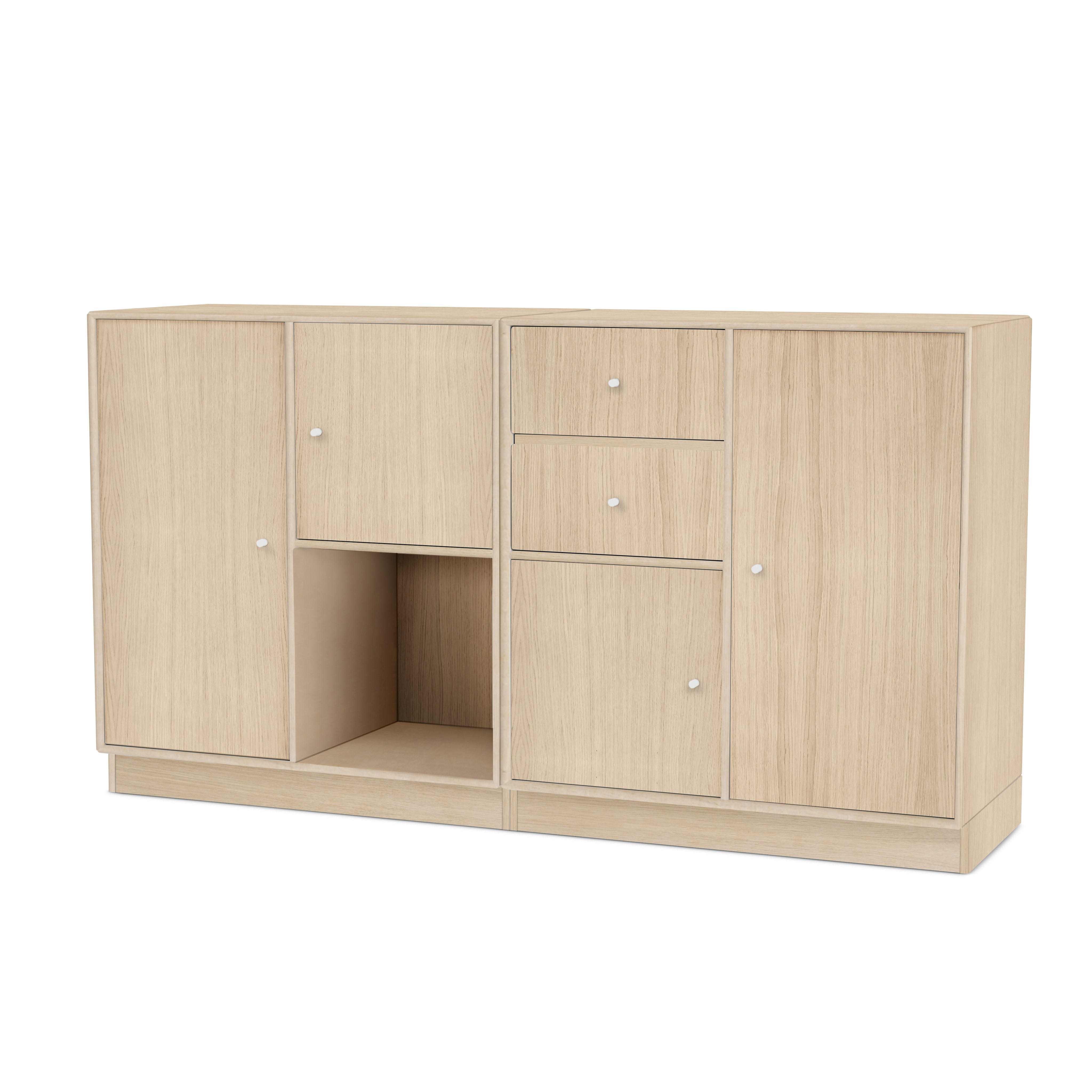 Couple Console - Rectangle, 15, Plinth, With Doors, With Drawers, White Oak 