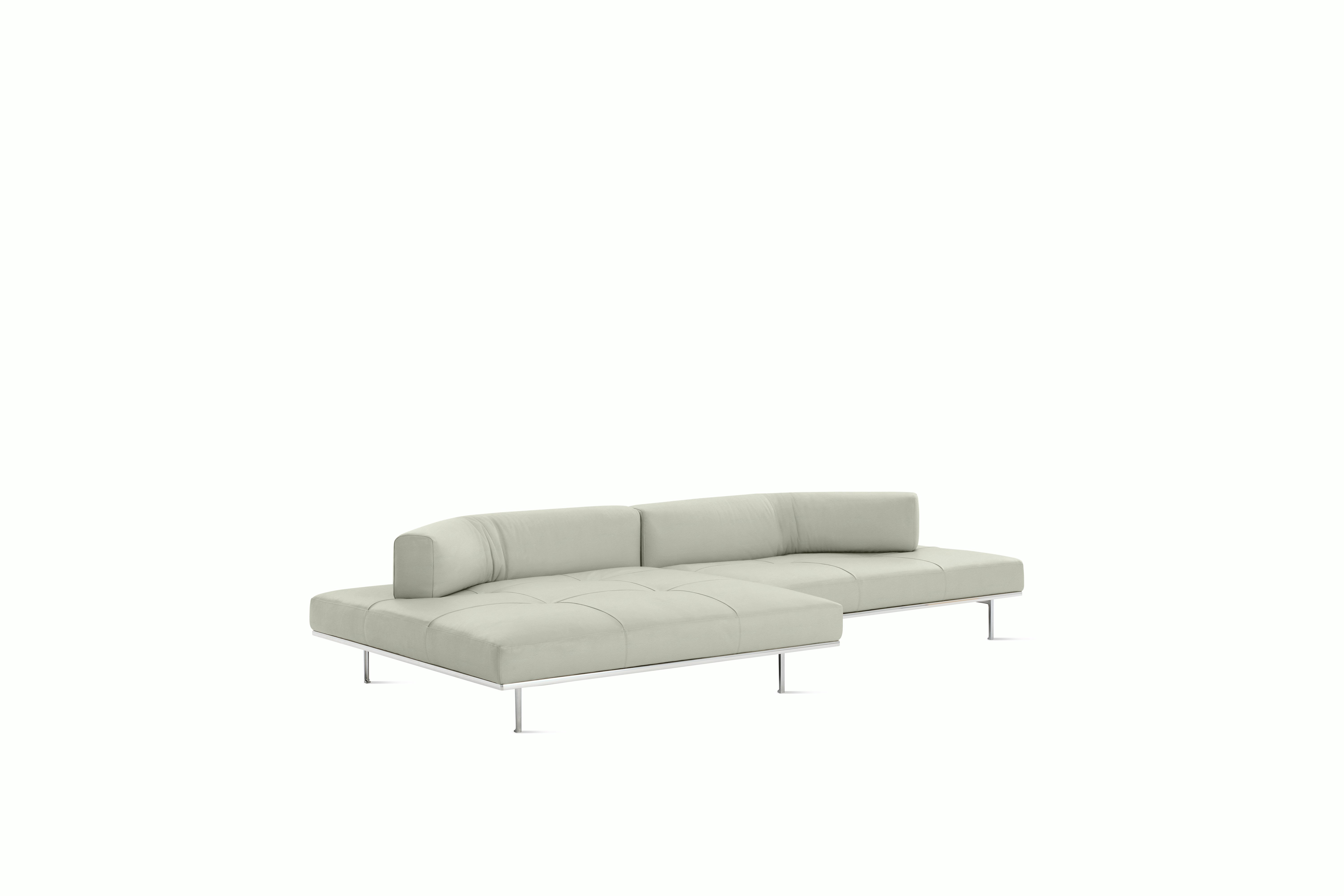 Matic Sectional- MH12 Config - Chaise Sectional,  Right,  Quilted,  Sabrina Leather,  Arctic Tern,  Chrome