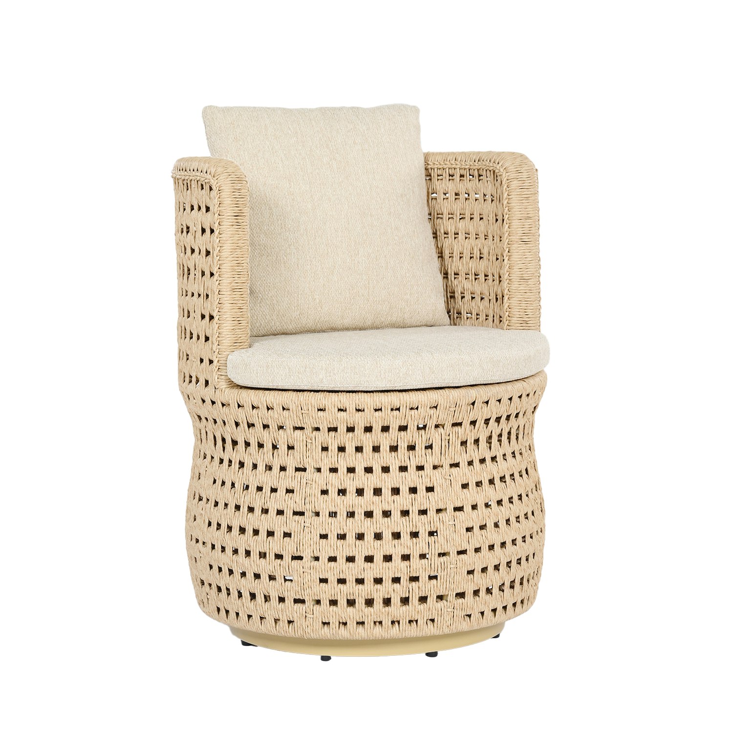 A Oasis Outdoor Lounge Chair in all weather resin cord viewed from an angle.