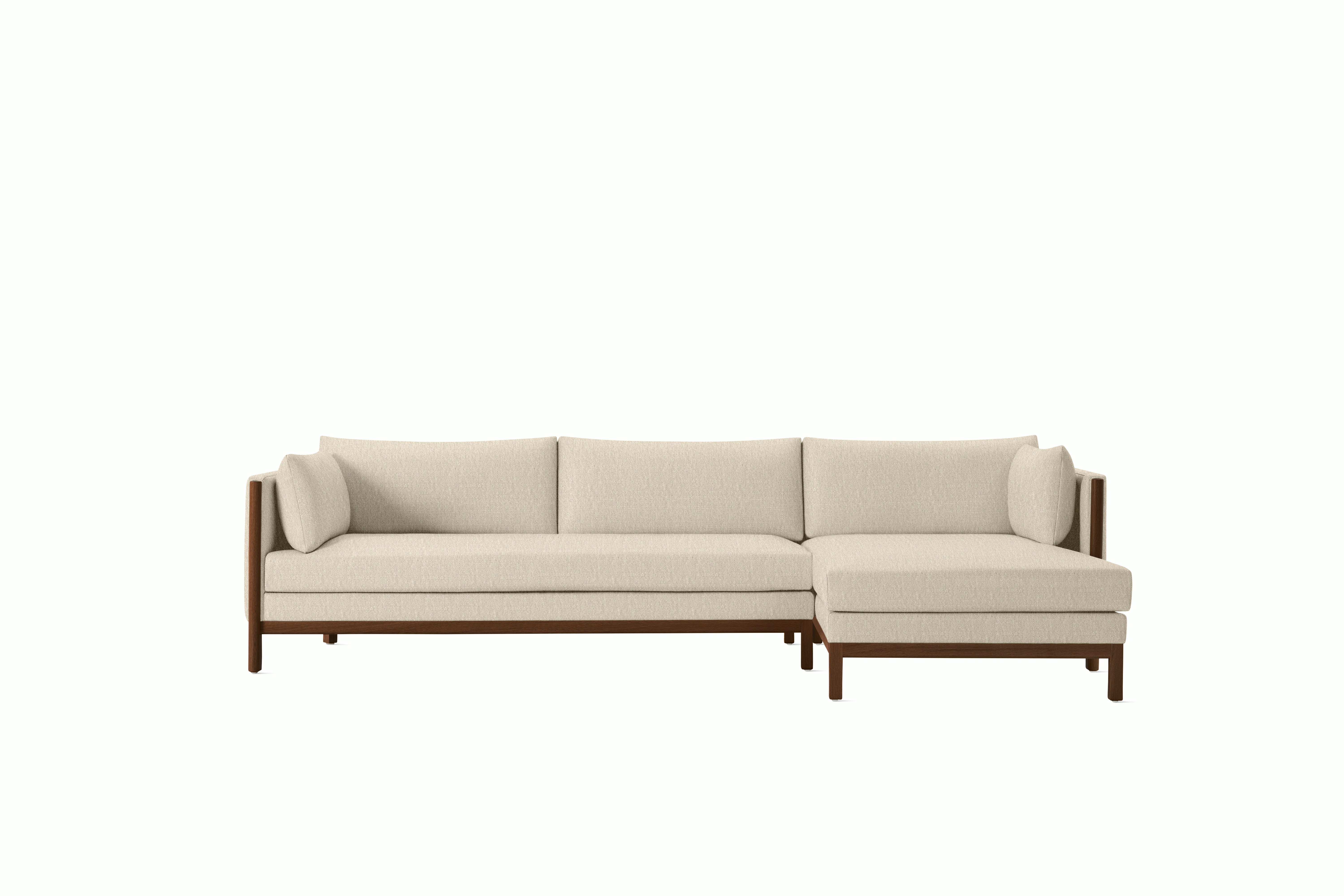 Emmy Sectional - Album Linen, Gentle, Walnut, Right