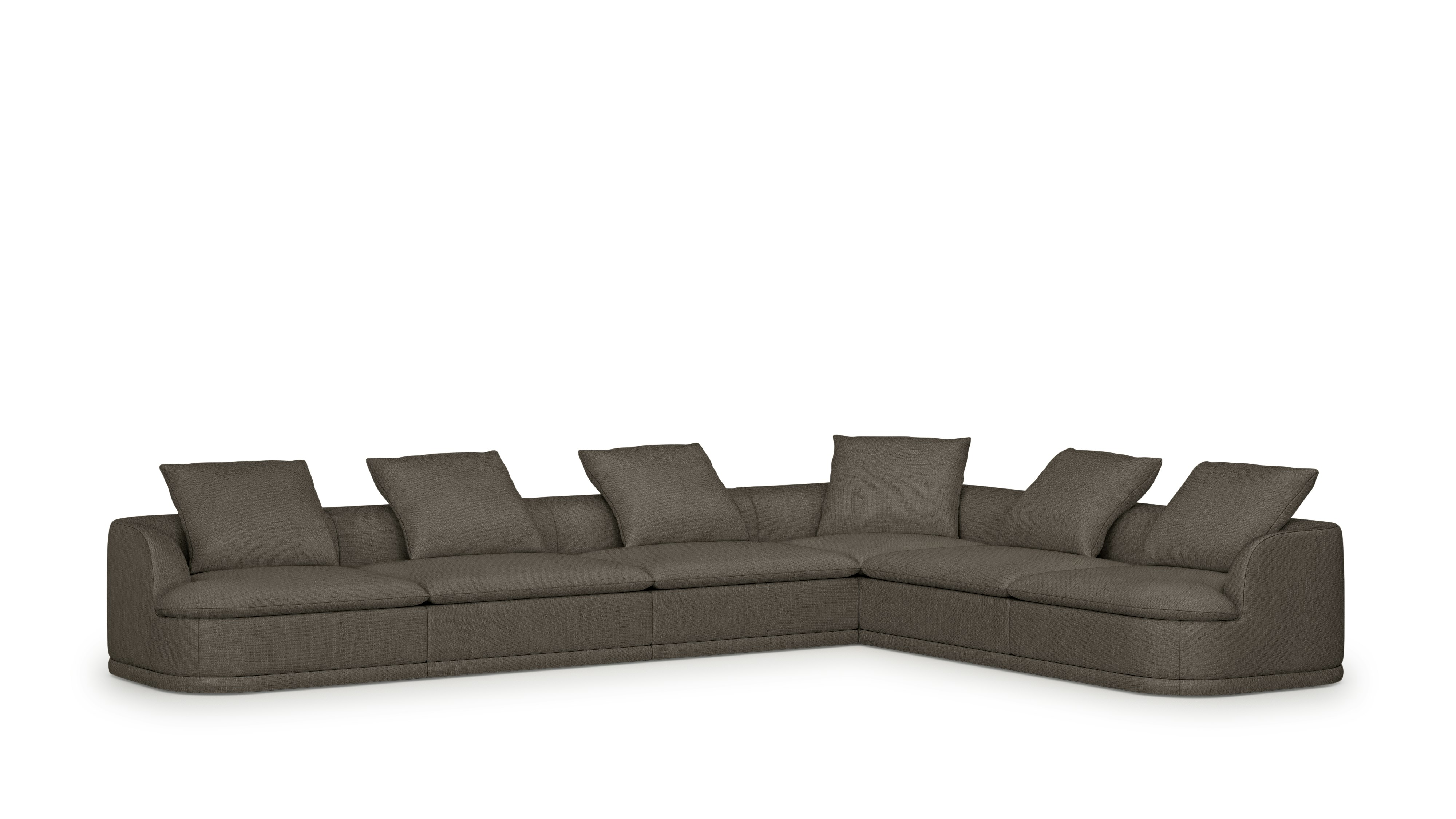 A Atlason Composed Modular Sofa Rectilinear Corner Sectional in Java viewed from an angle.
