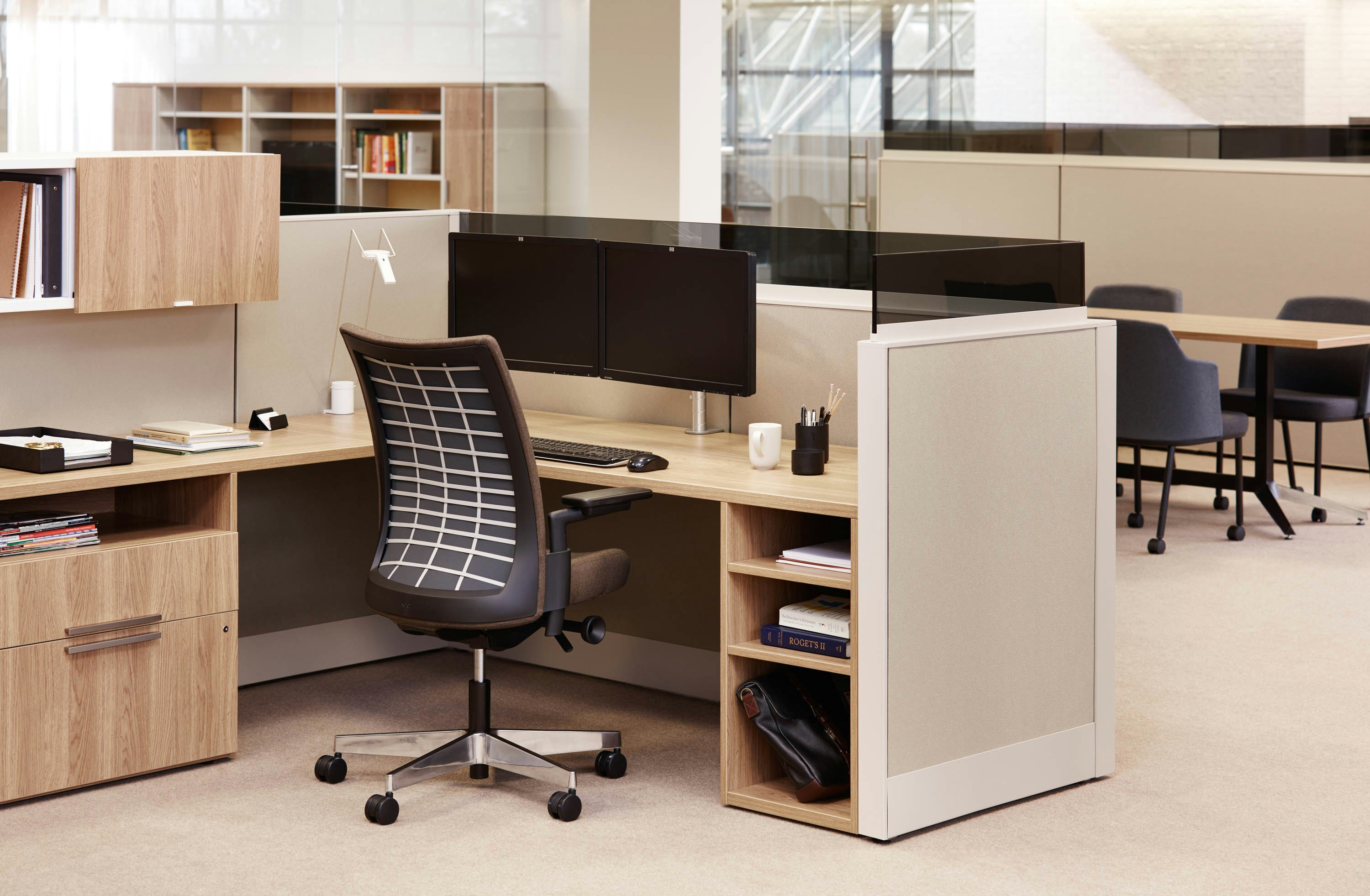Laminate fronts wood grain laminate cubby open personal storage floorstanding sliding door add up glass doublewide pedestal overhead storage task light task chair open pedestal.