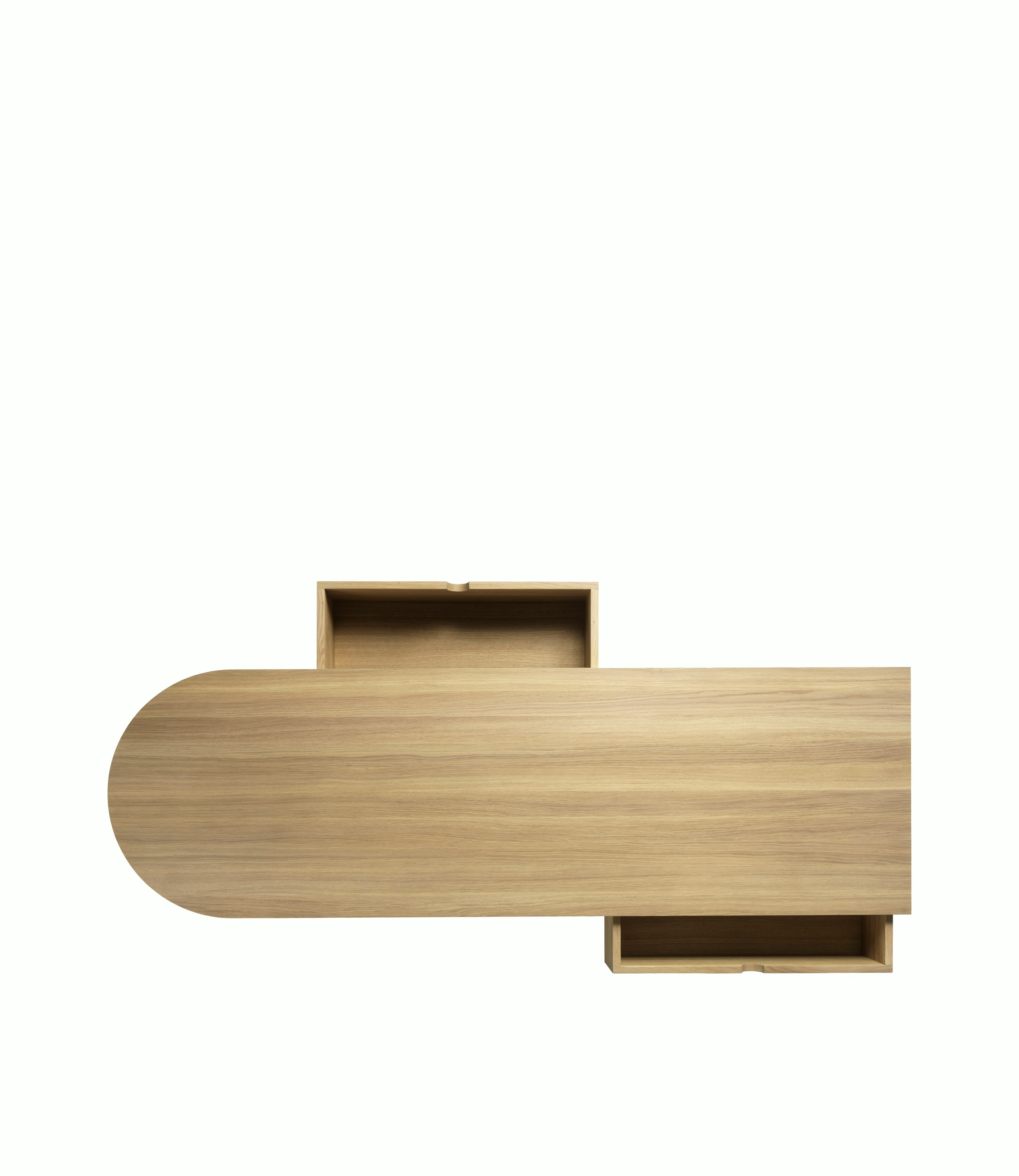 A F24 Storage Bench in Oak Natural viewed from above.