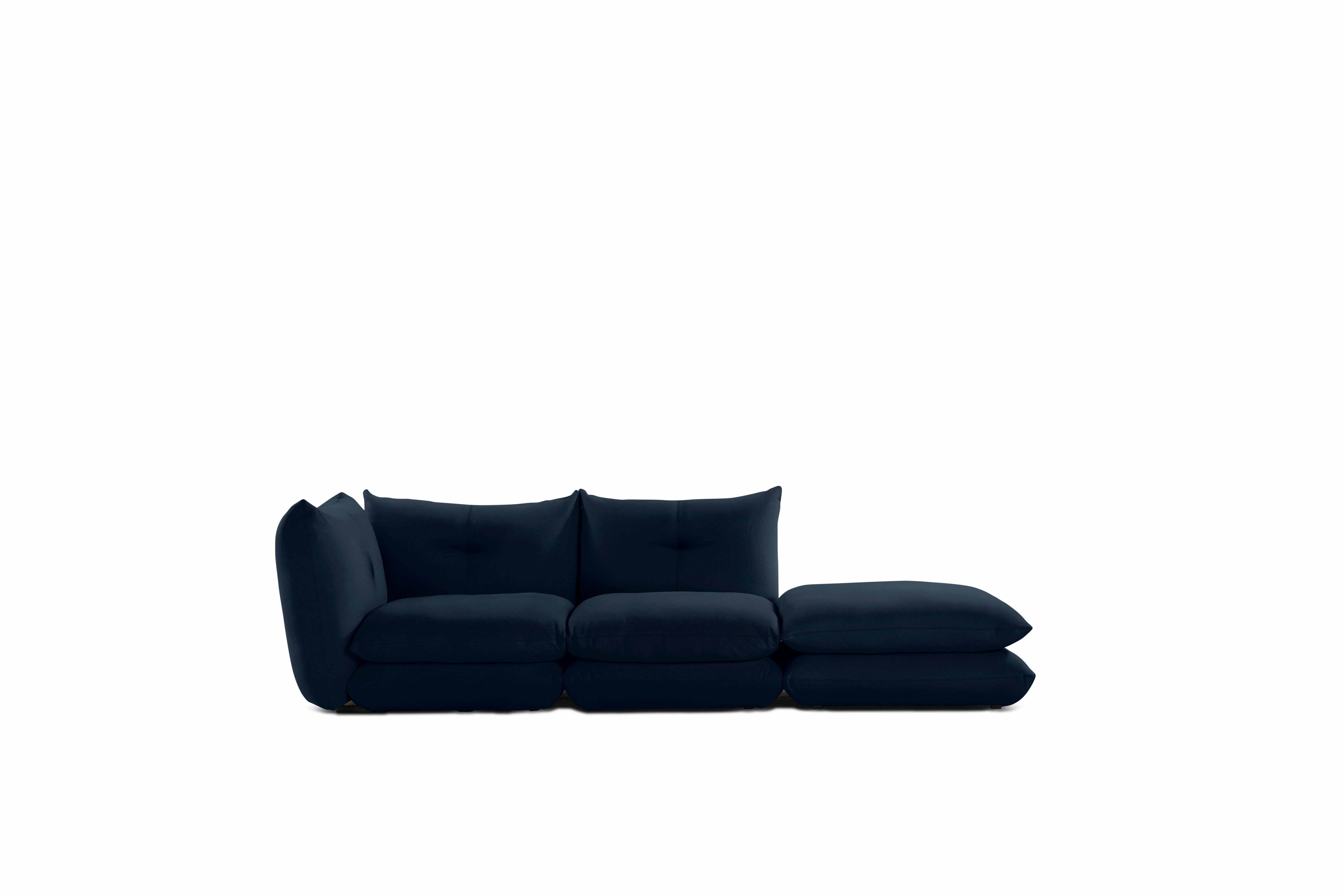 Pillo Sectional -  Left Two Seater with Ottoman Standard or Deep in Utopia Atlantic