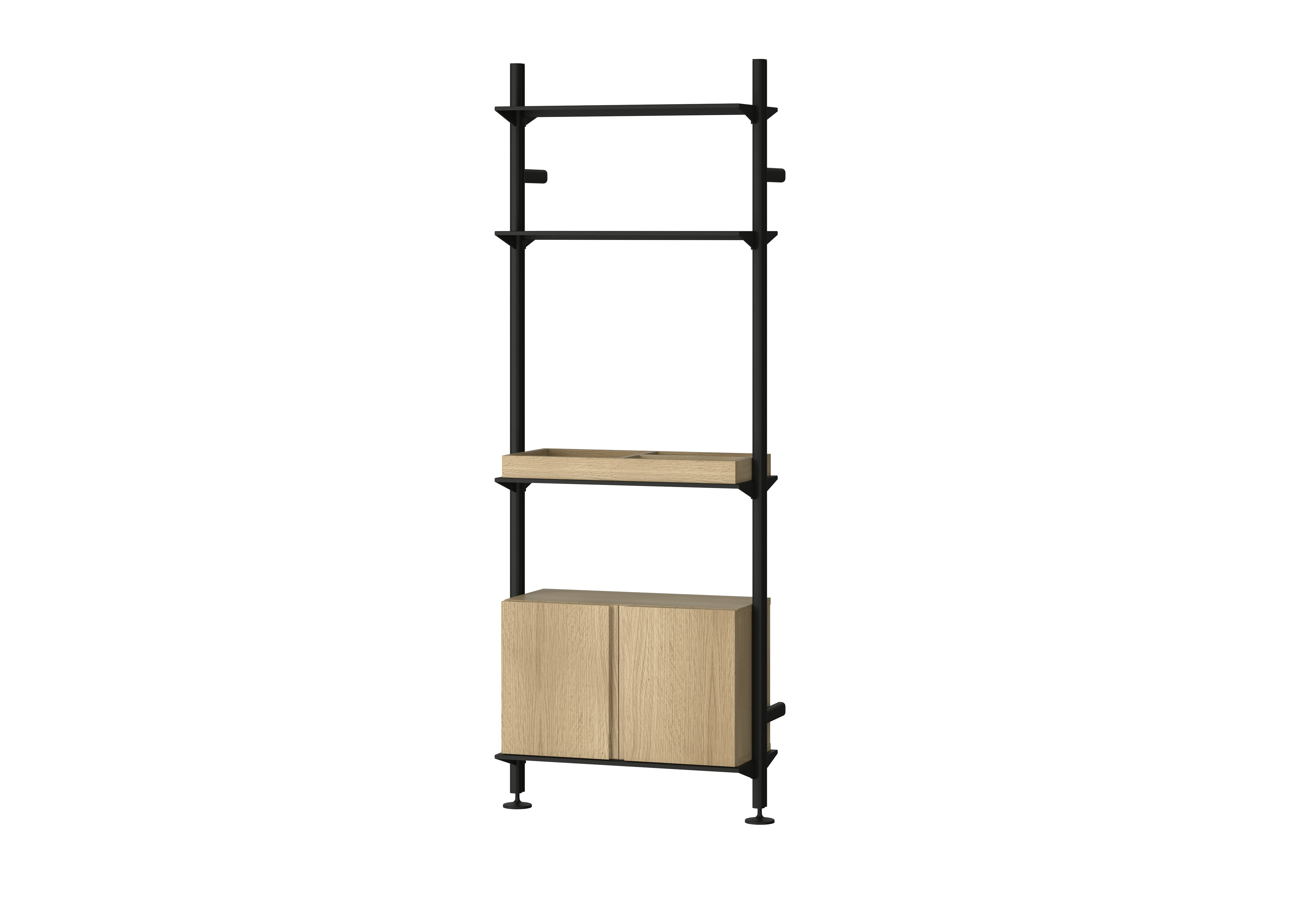 Pira Wall Shelving - 1 Bay, Black / White Oak