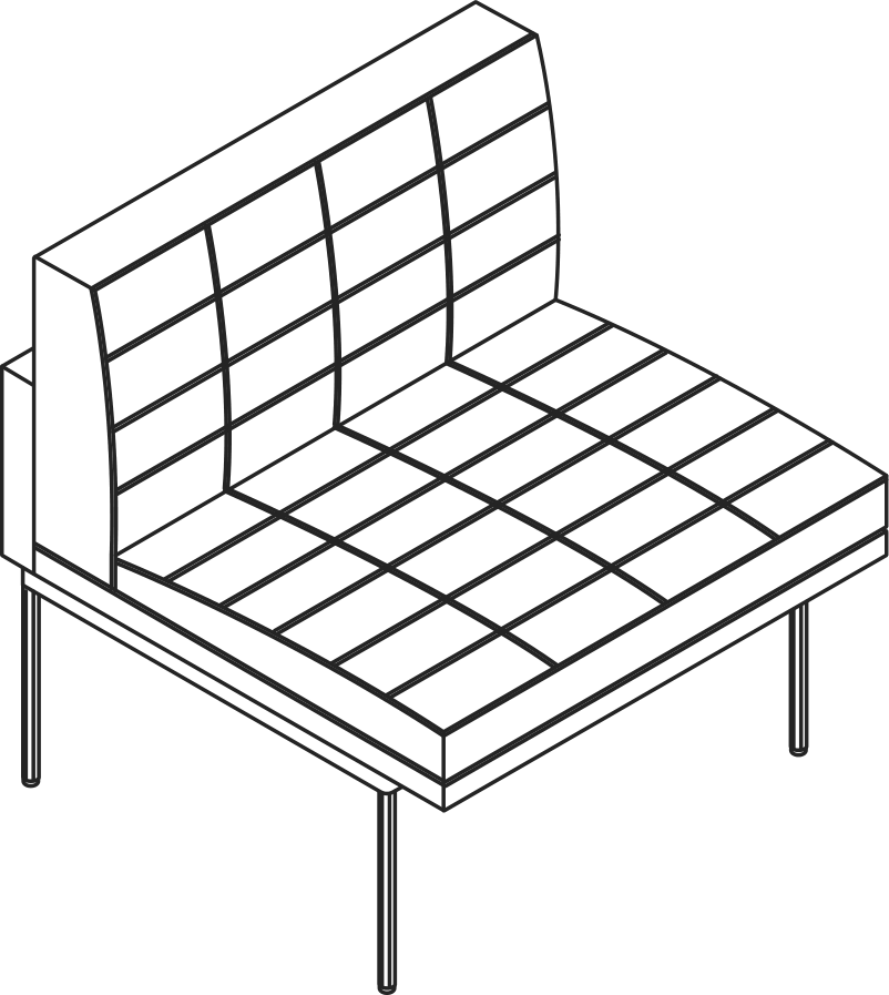 A line drawing - Tuxedo Component Club Chair | Armless