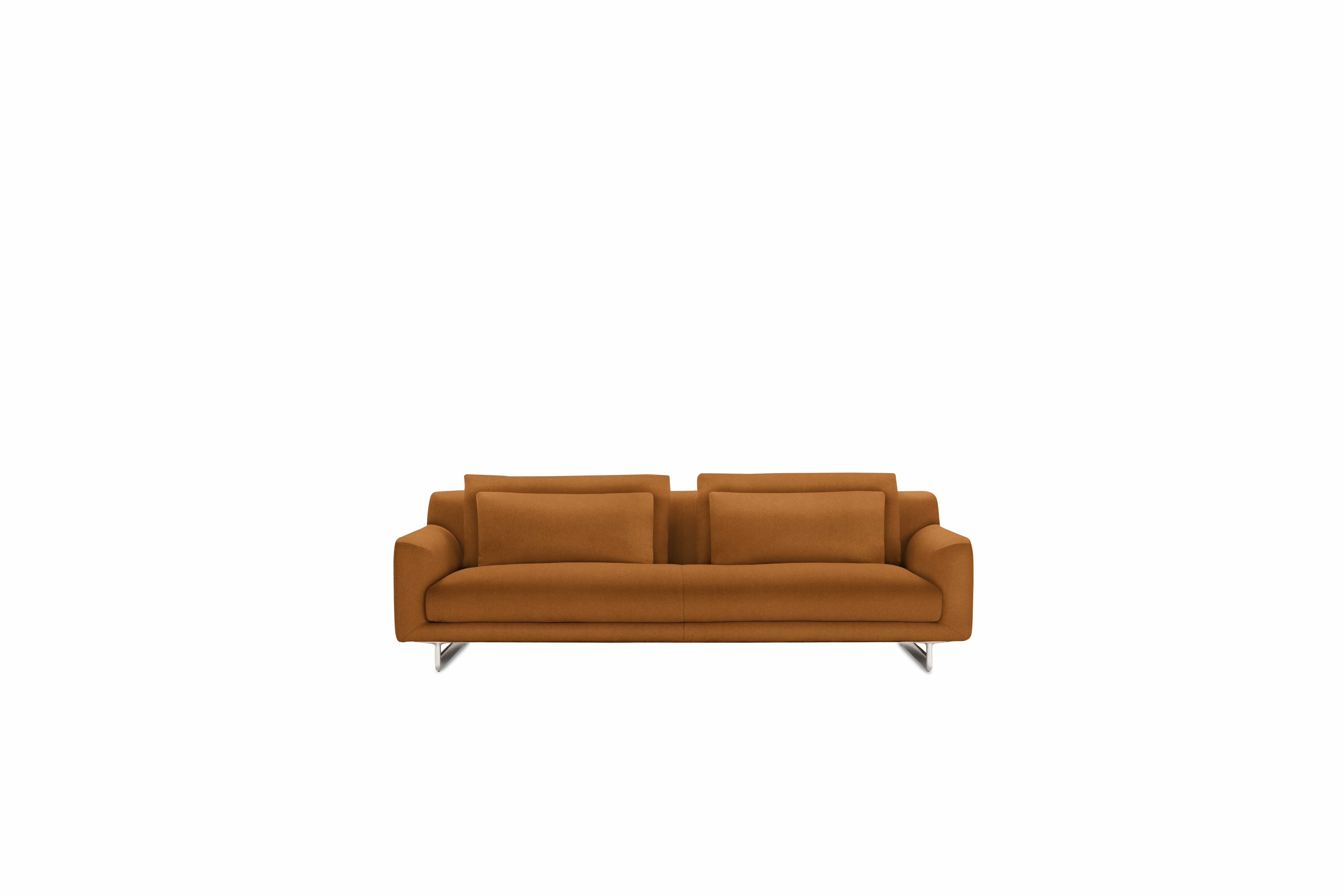 A Lecco Sofa in Camel viewed from the front.