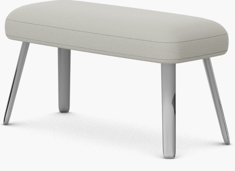 Grand Repos Panchina Bench - Hola, Pearl, Polished Aluminum