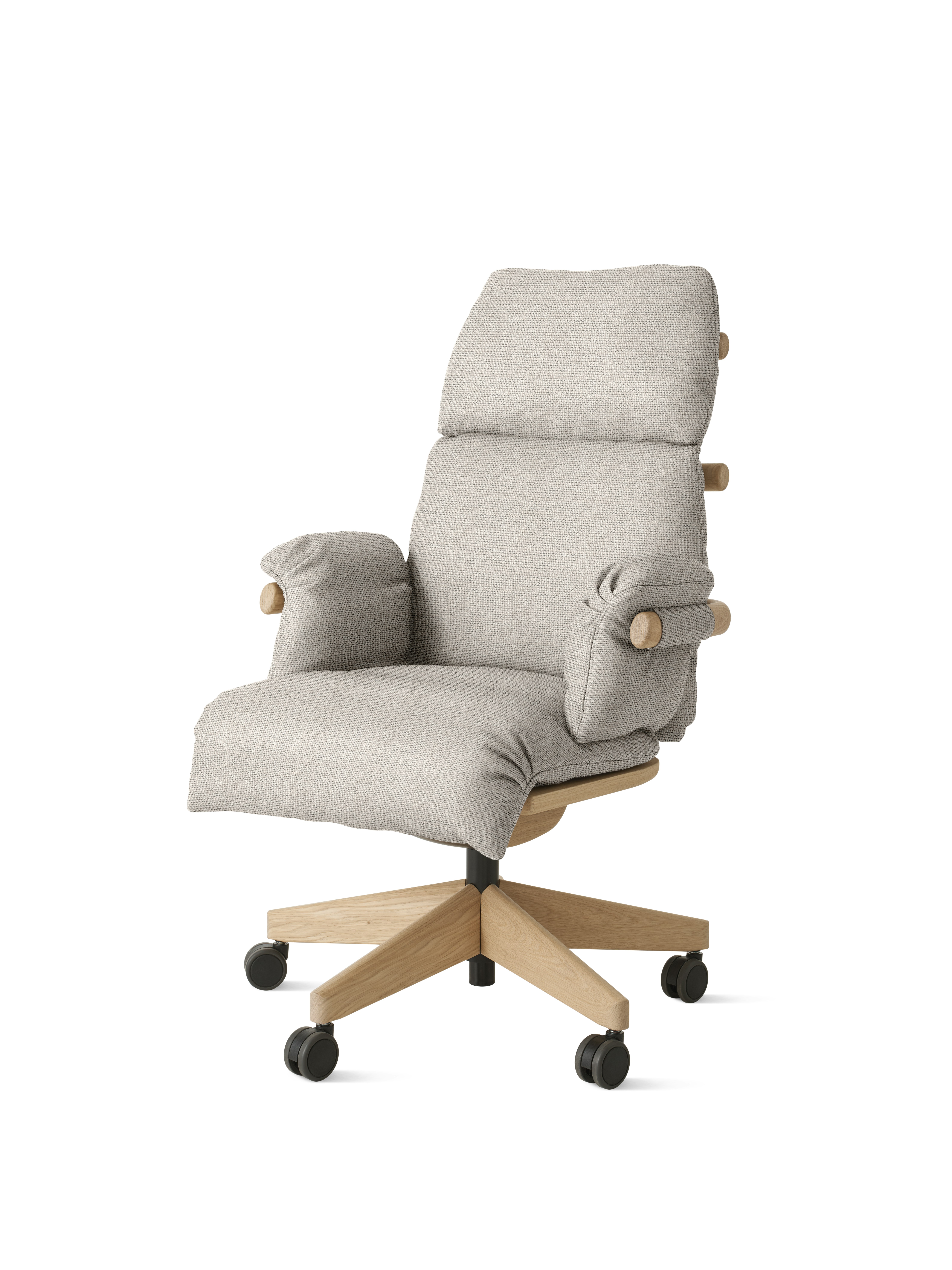 Ramus Chair - High Back,  Pebble Weave,  Buff,  Oak