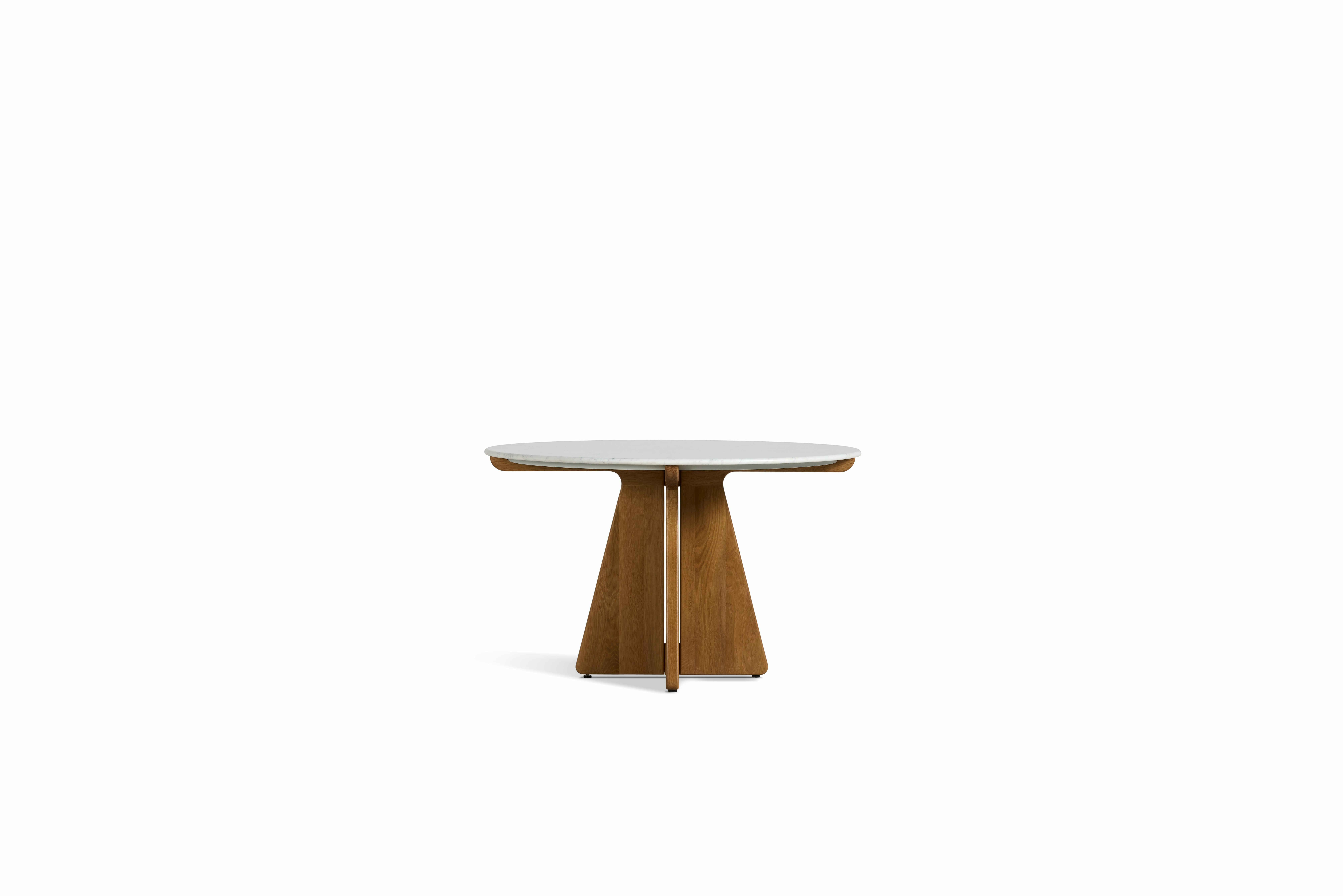 Pinna Dining Table - Round, 48 Inch, Carrara, White Oak