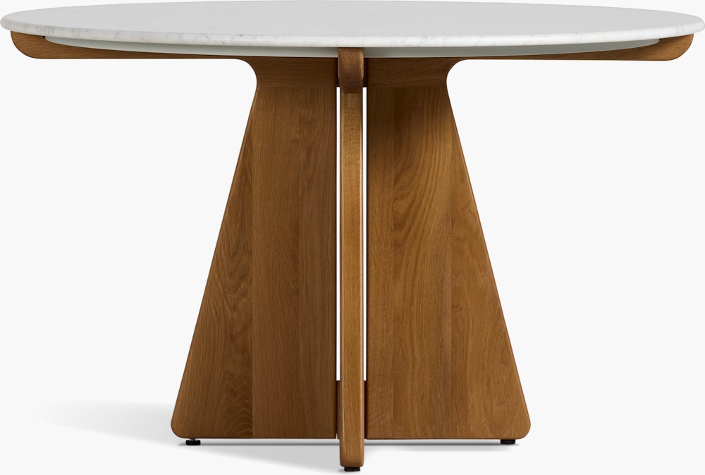 Pinna Dining Table - Round, 48 Inch, Carrara, White Oak