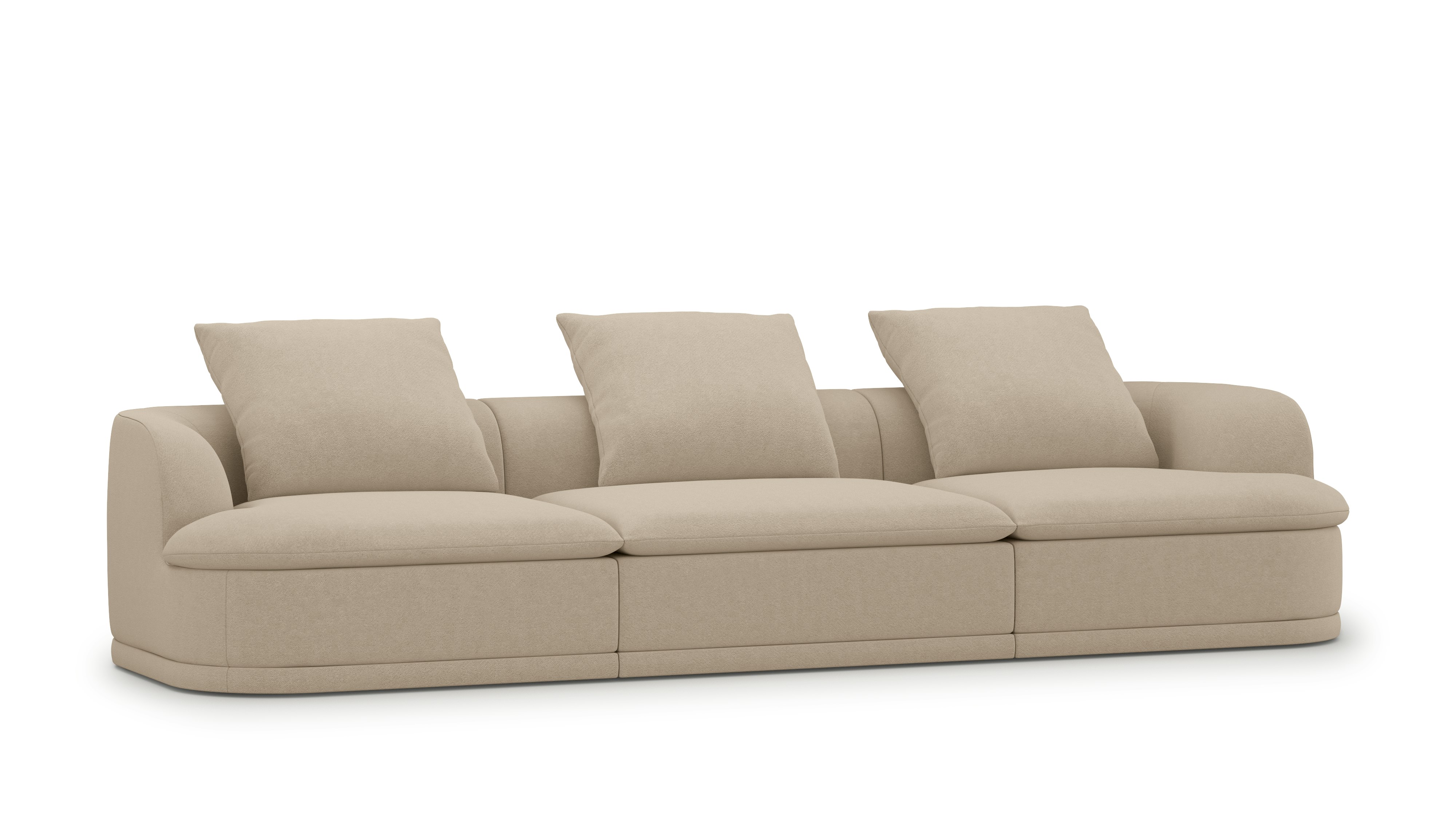 A Atlason Composed Modular Sofa in Flax viewed from an angle.