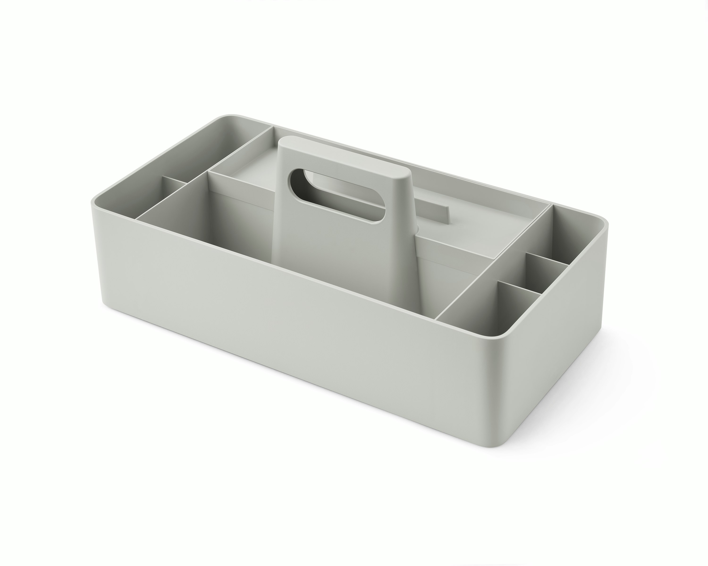 Grey OE1 Workbox, viewed from an angle. 