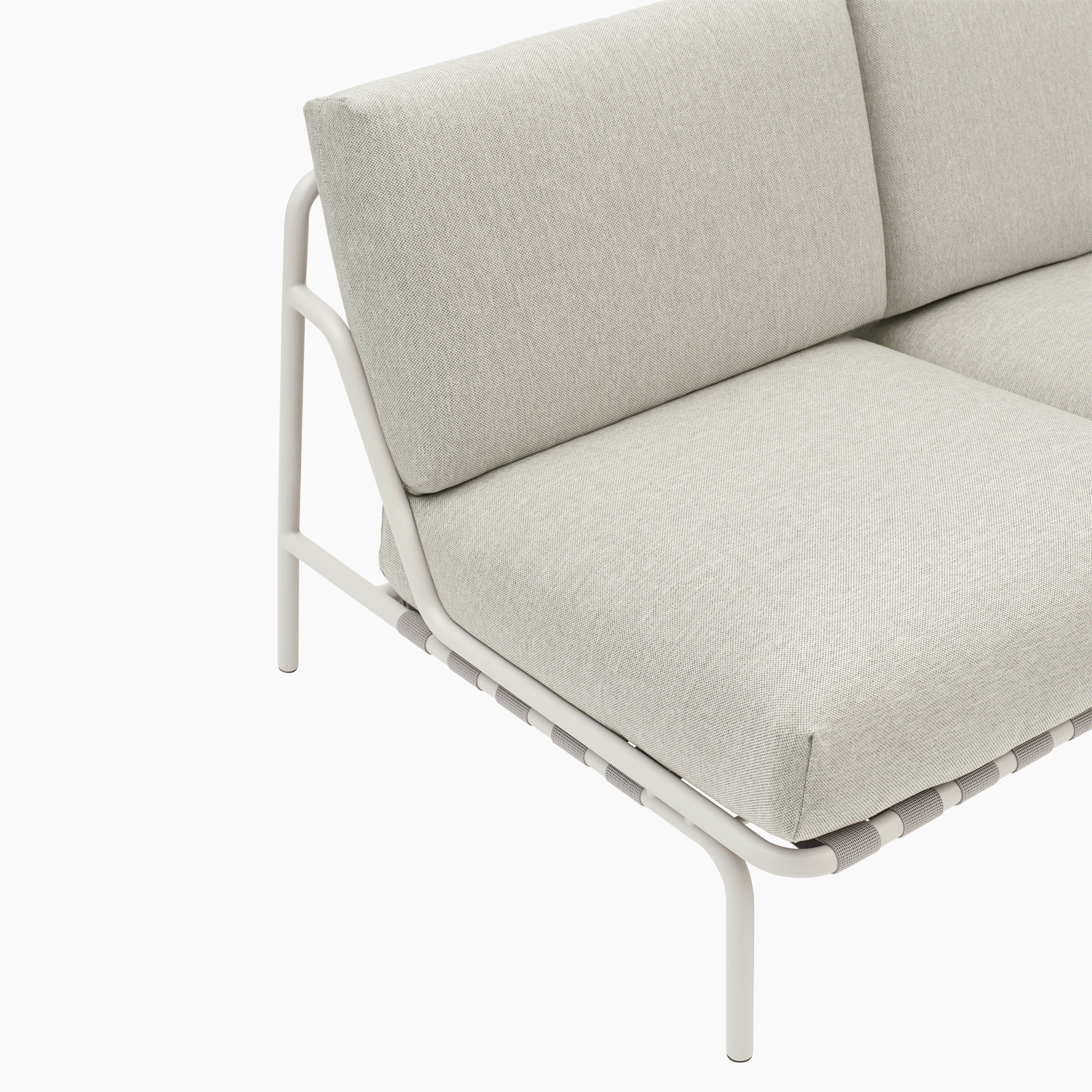 A detailed look at the Settle Sofa in Delta 47, Grey.