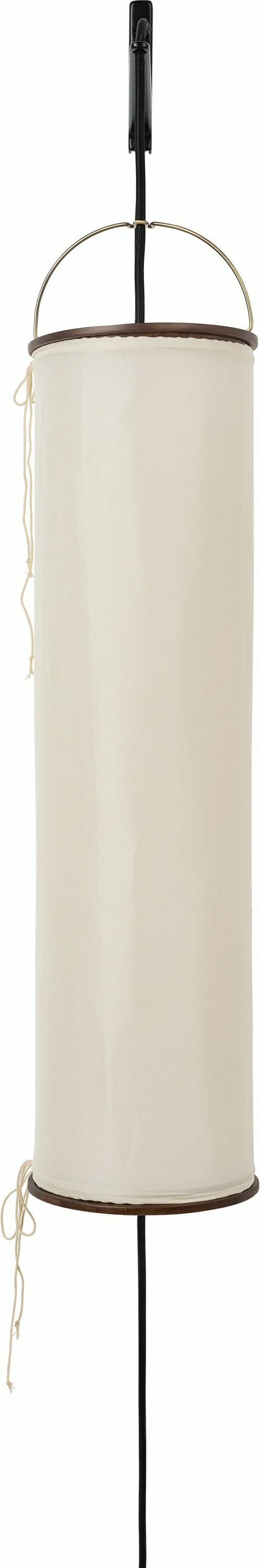 A Silk Lantern Wall Lamp in Natural White Silk viewed from the front.
