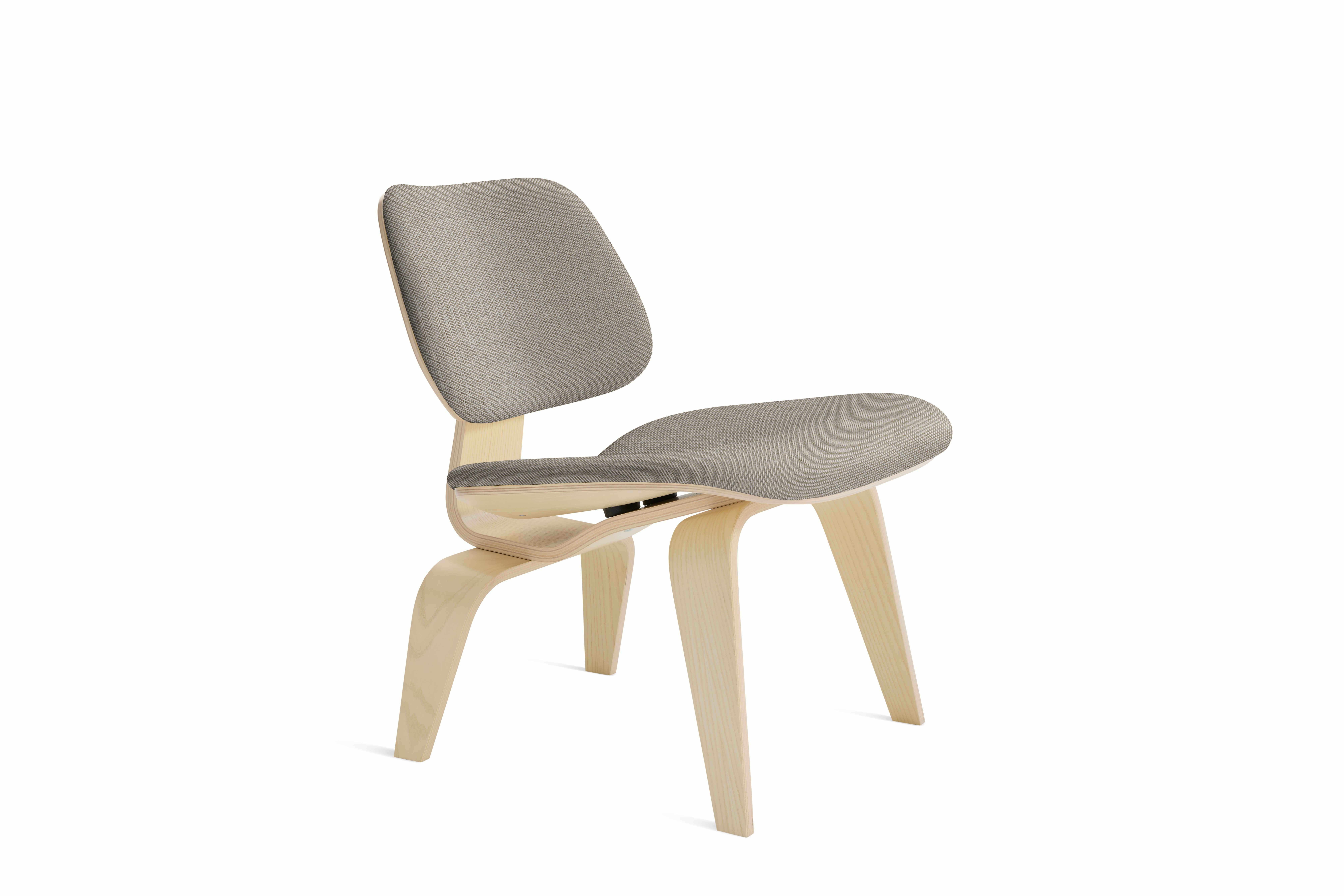 Eames Molded Plywood Lounge Chair Wood Base (LCW) - Upholstered,  White Ash Frame Mode - Sycamore