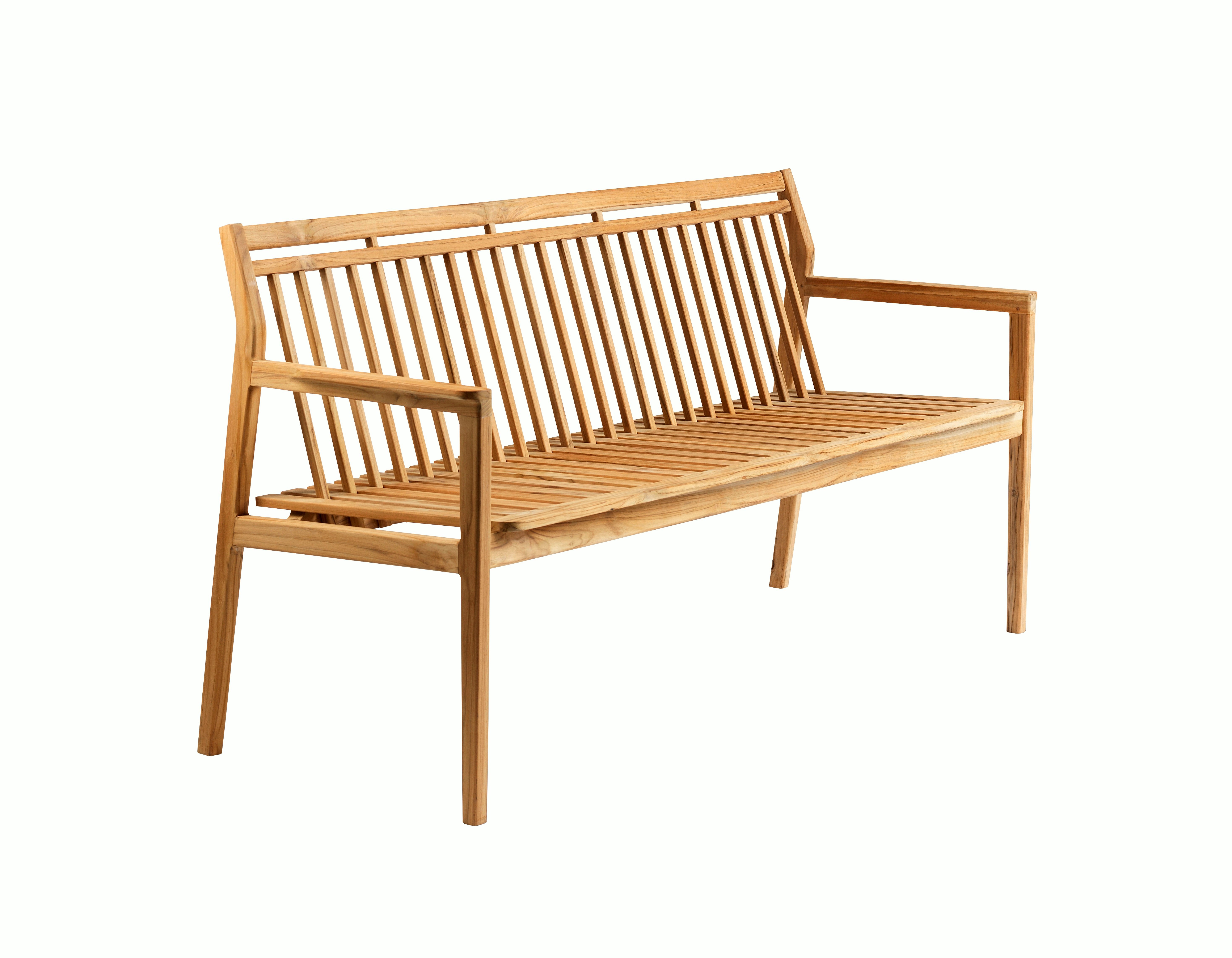 A Sammen Outdoor Bench in Three Seater viewed from an angle.