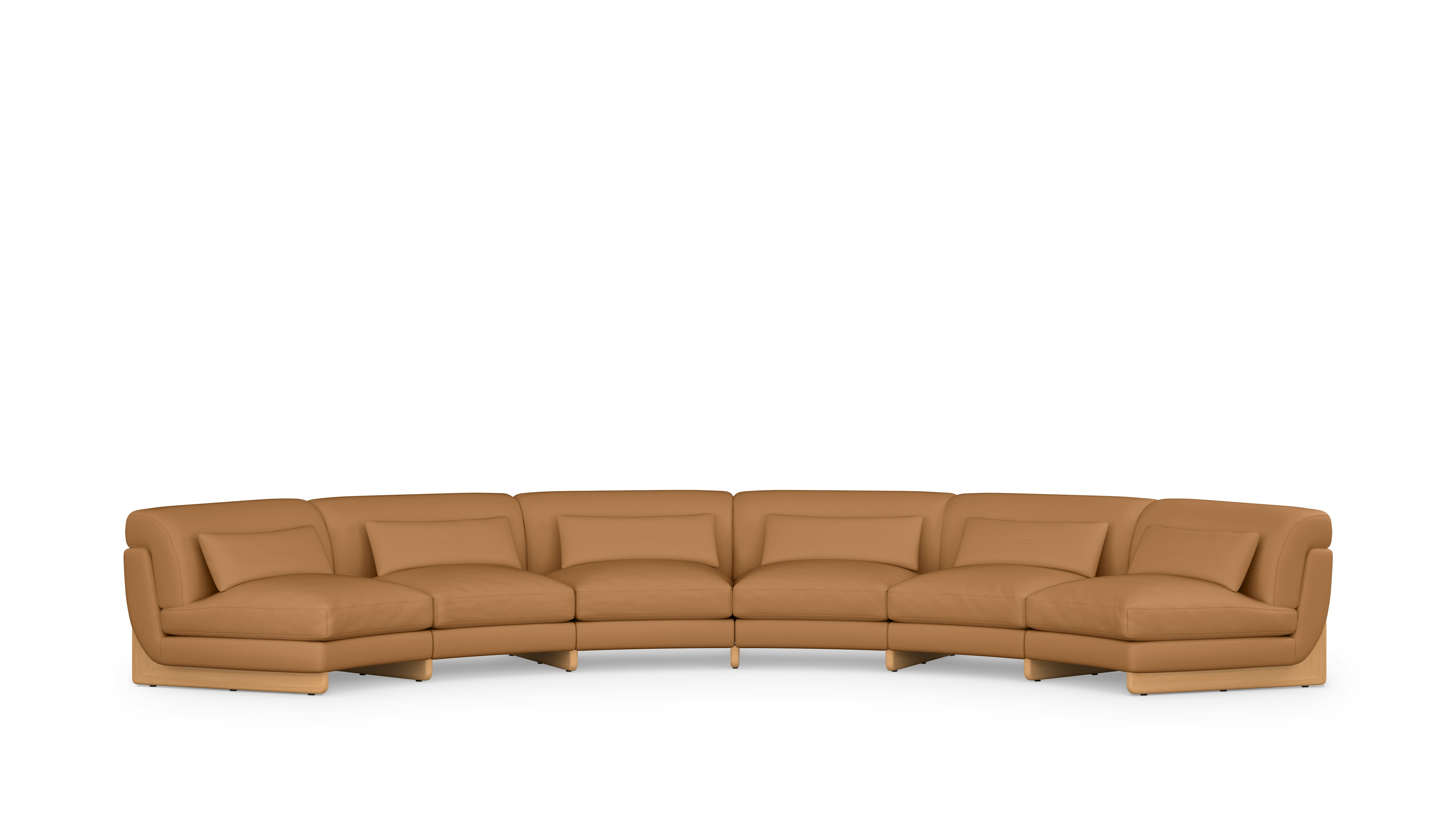 Contra Wedge Sectional - 6 Seat, Raise Leather, Sand, Oak