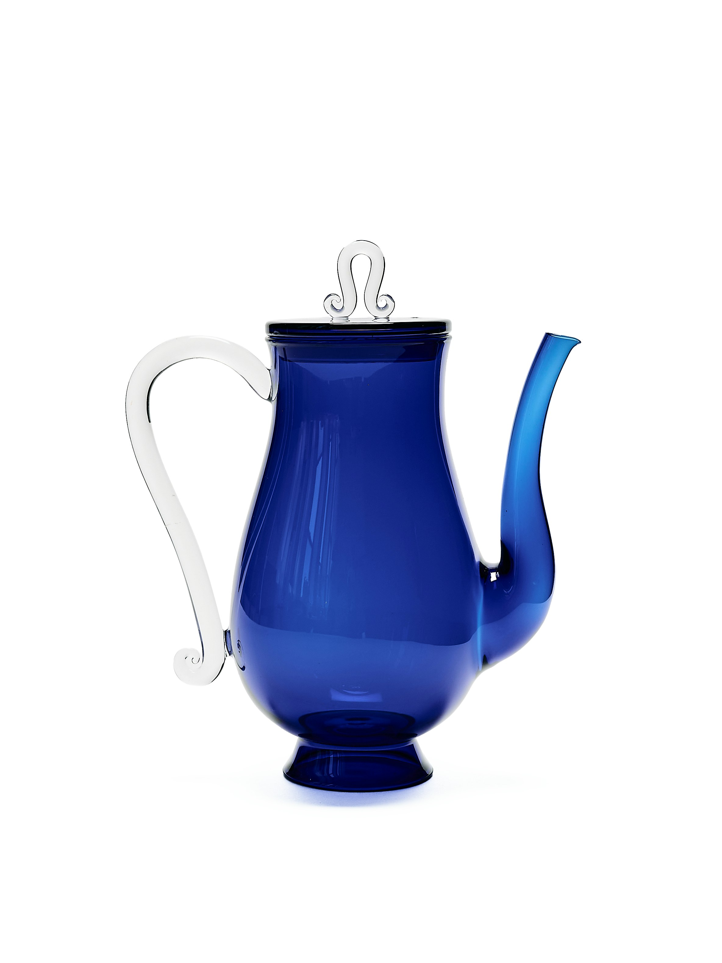 A Bell Pot in Blue Clear viewed from the front.