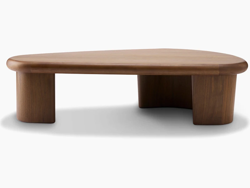 A Interlude Coffee Table in Walnut Stain viewed from the front.