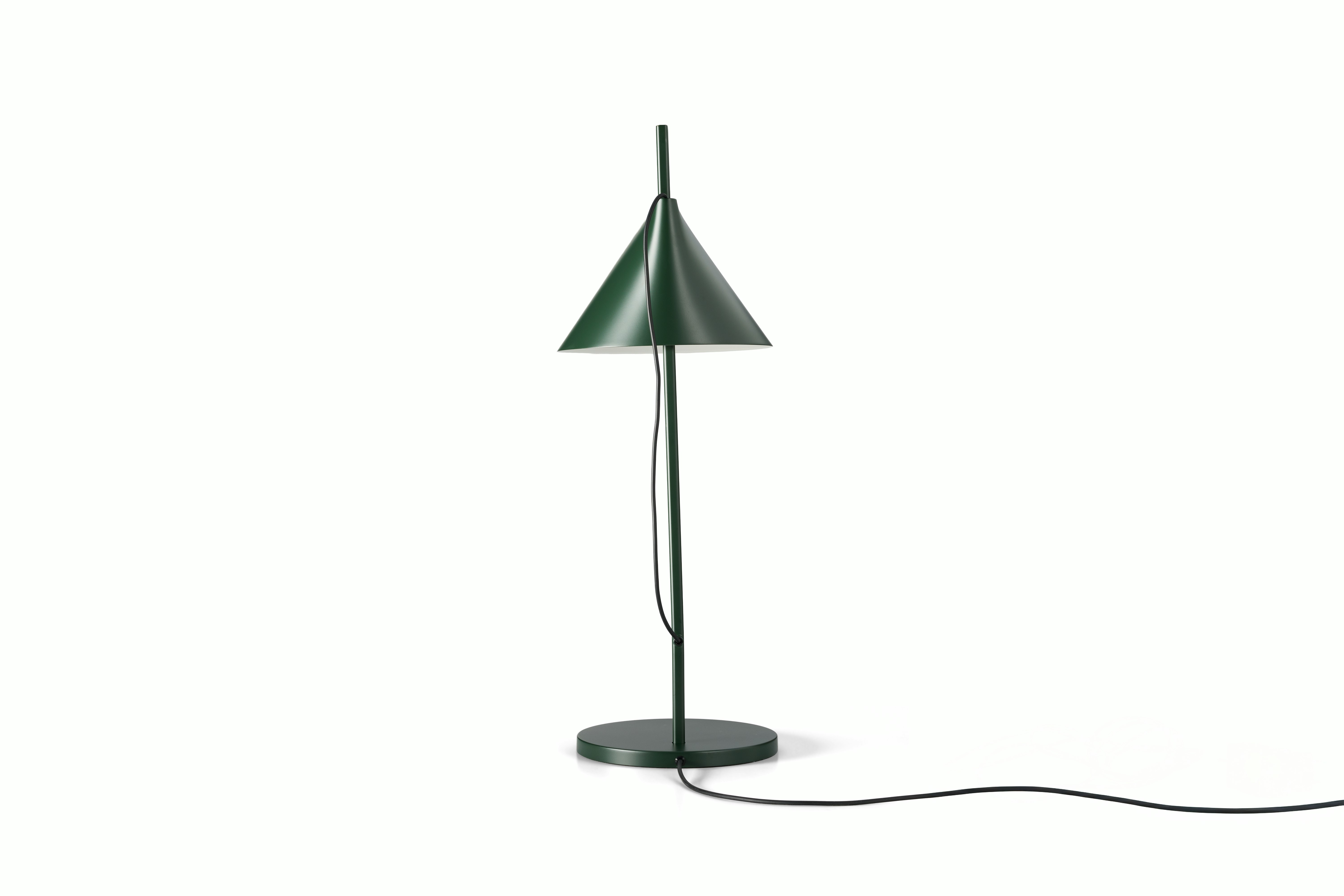 A Yuh Table Lamp in Olive Green viewed from back.