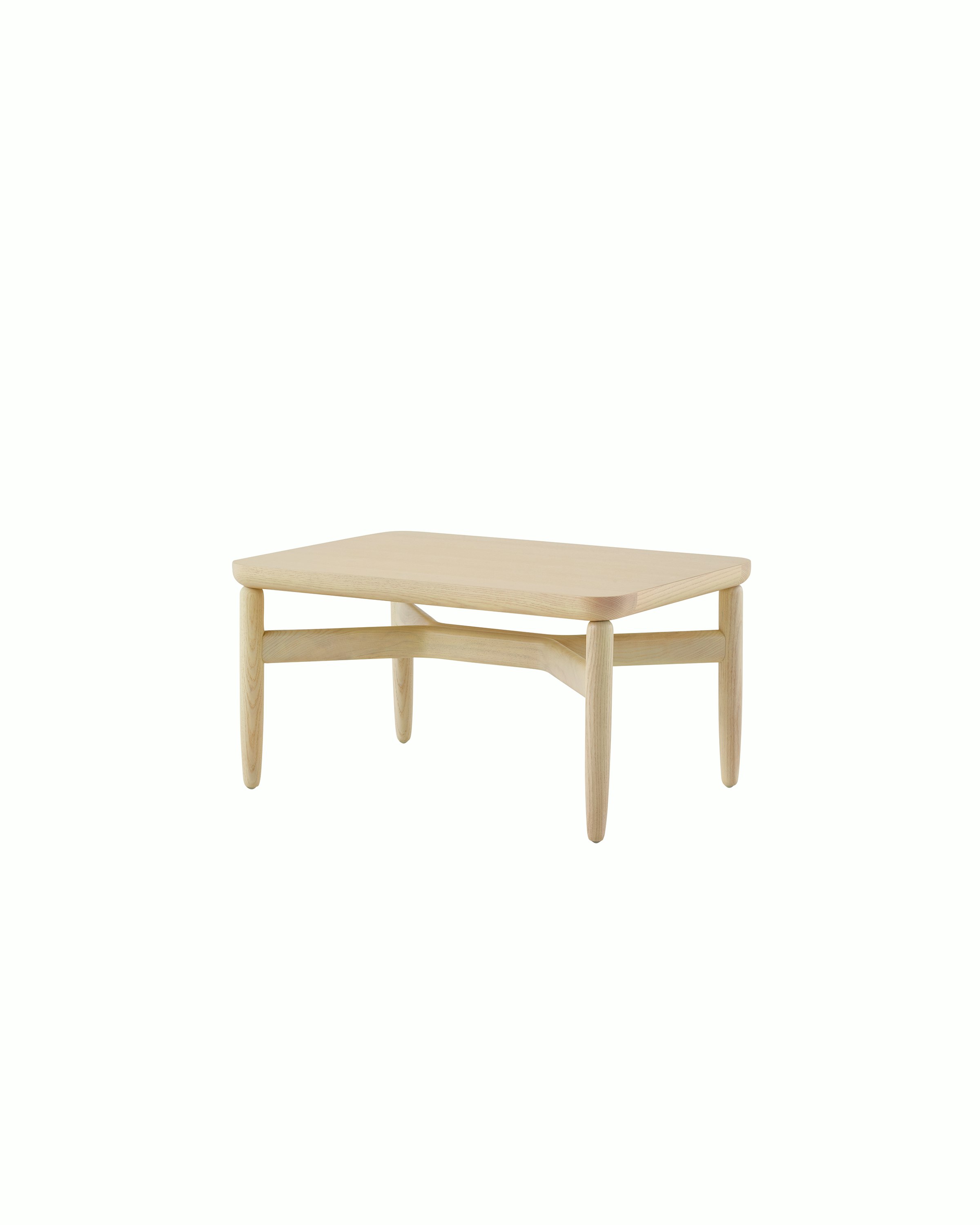 A Reframe occasional table with a light wood finish, viewed at an angle.
