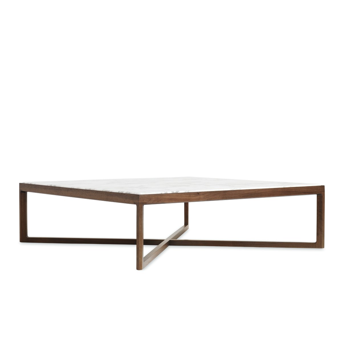 Krusin Coffee Table - Arabescato Marble, Walnut