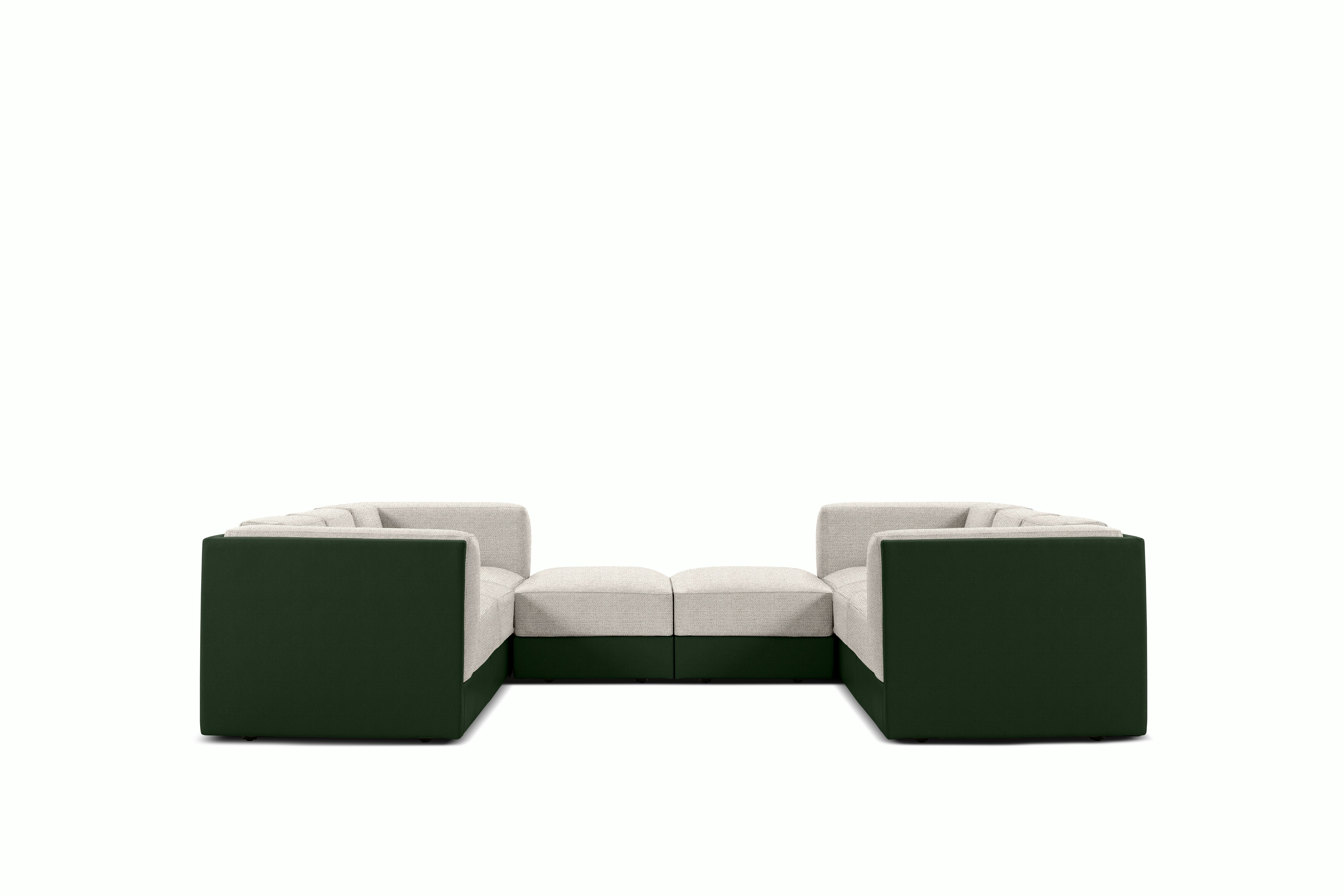 Symme U-Sectional - Leather Frame,  Prone Leather,  Vine,  Pebble Weave,  Buff