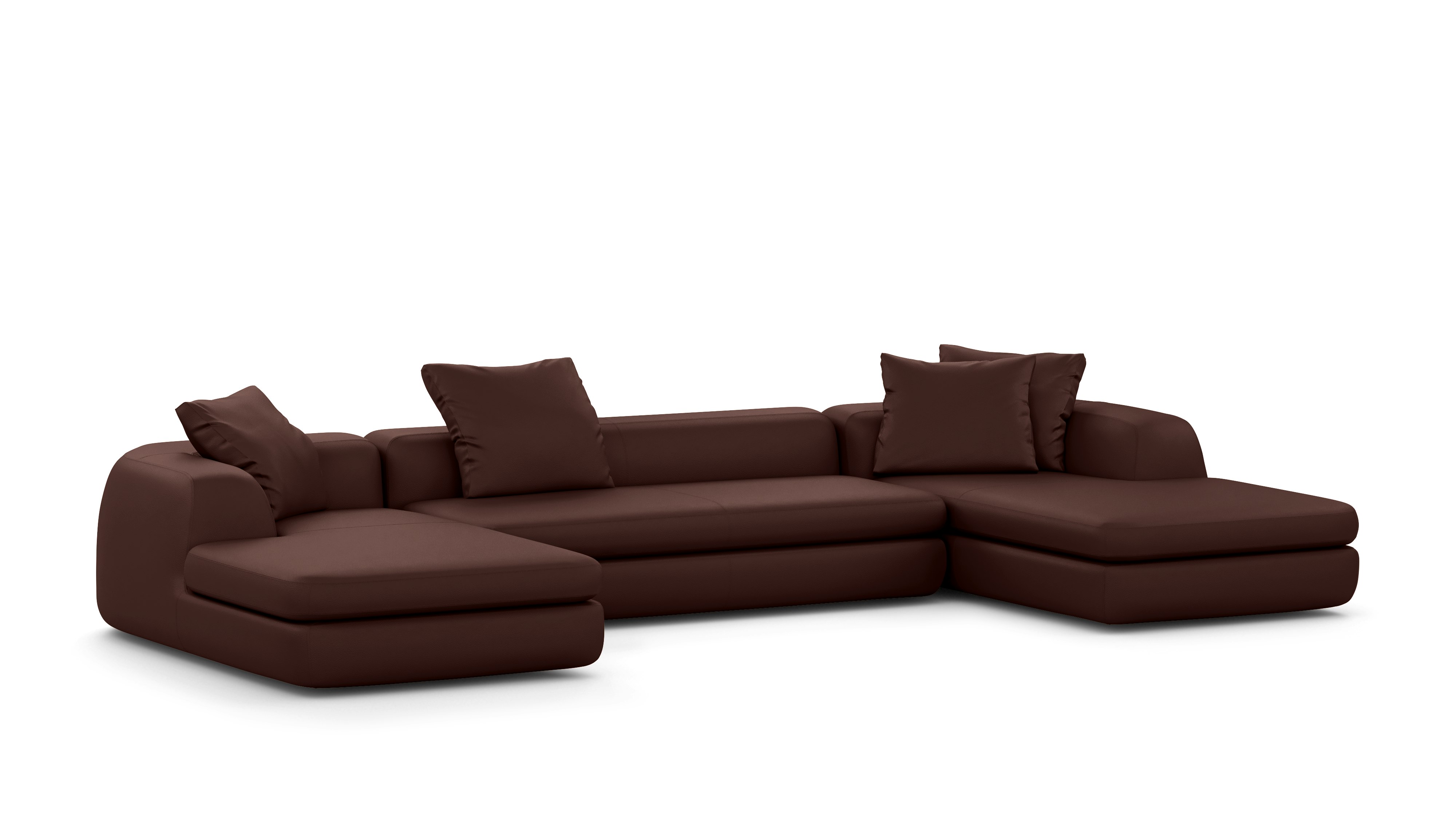 A Atlason Americano Double Chaise Sectional in mantra Viewed from the front.