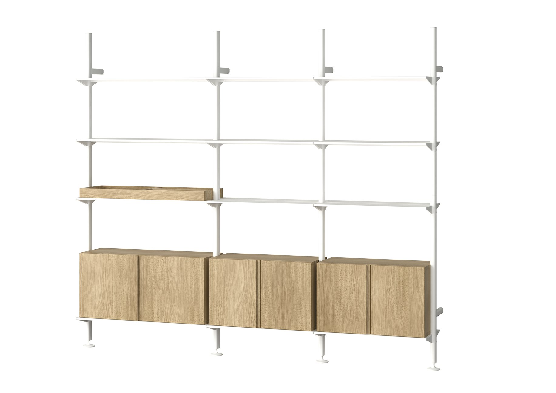 Pira Wall Shelving - 3 Bay, White / Oak