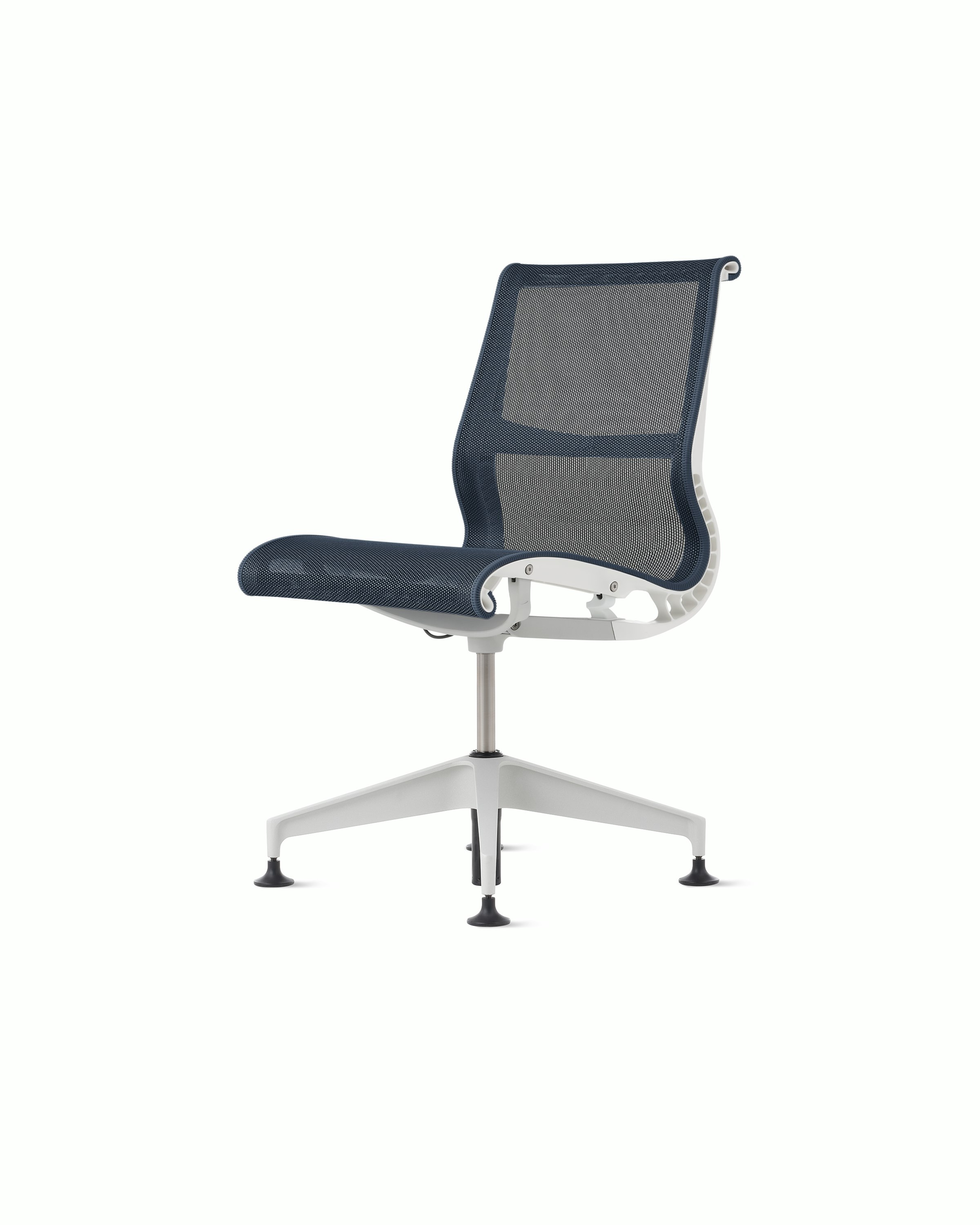 Setu Side Chair - No Arms,  Intercept,  Nightfall,  Studio White,  Silver Alloy,  Glide