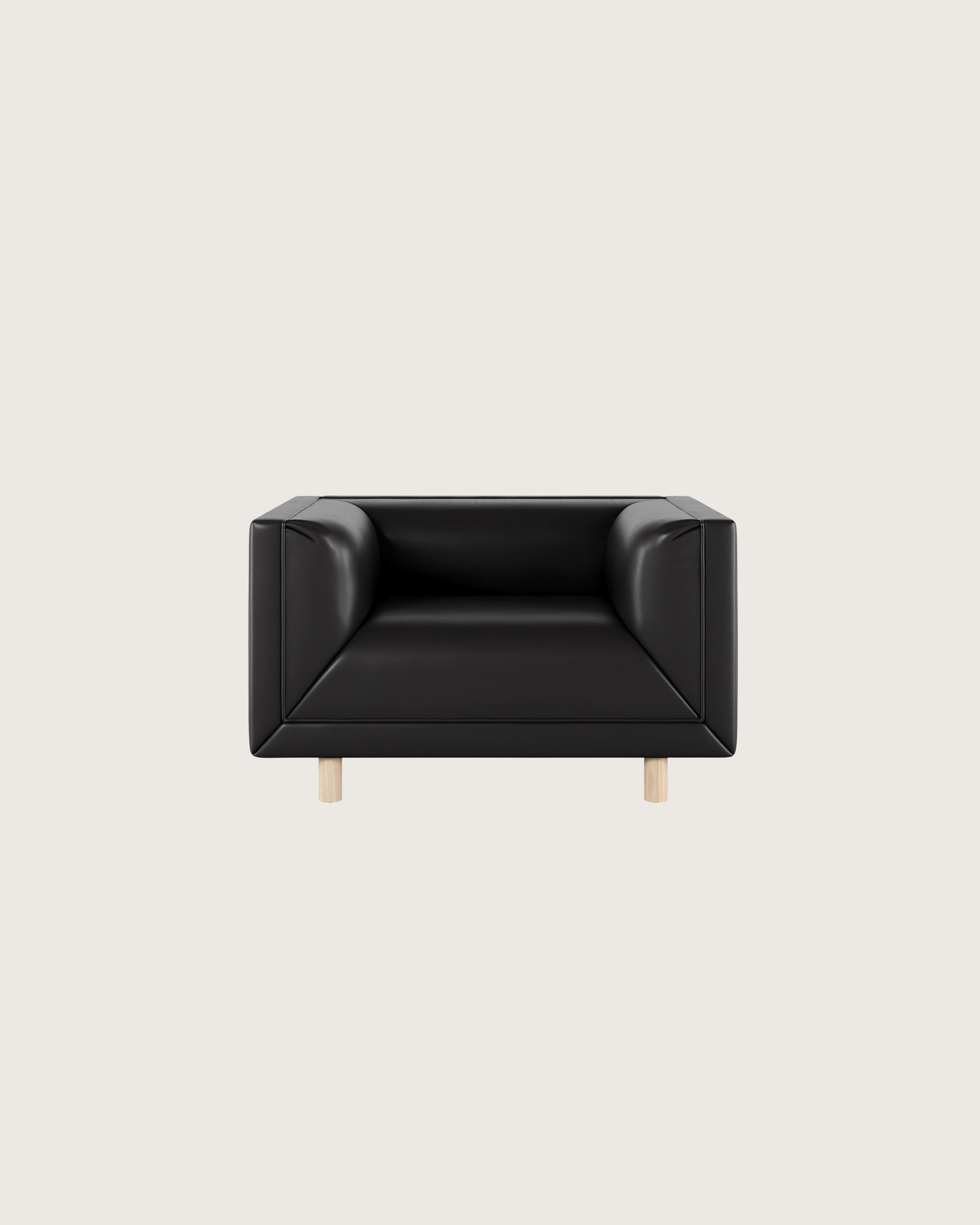 Rolled Arm Club Chair - Prone Obsidian, White Ash