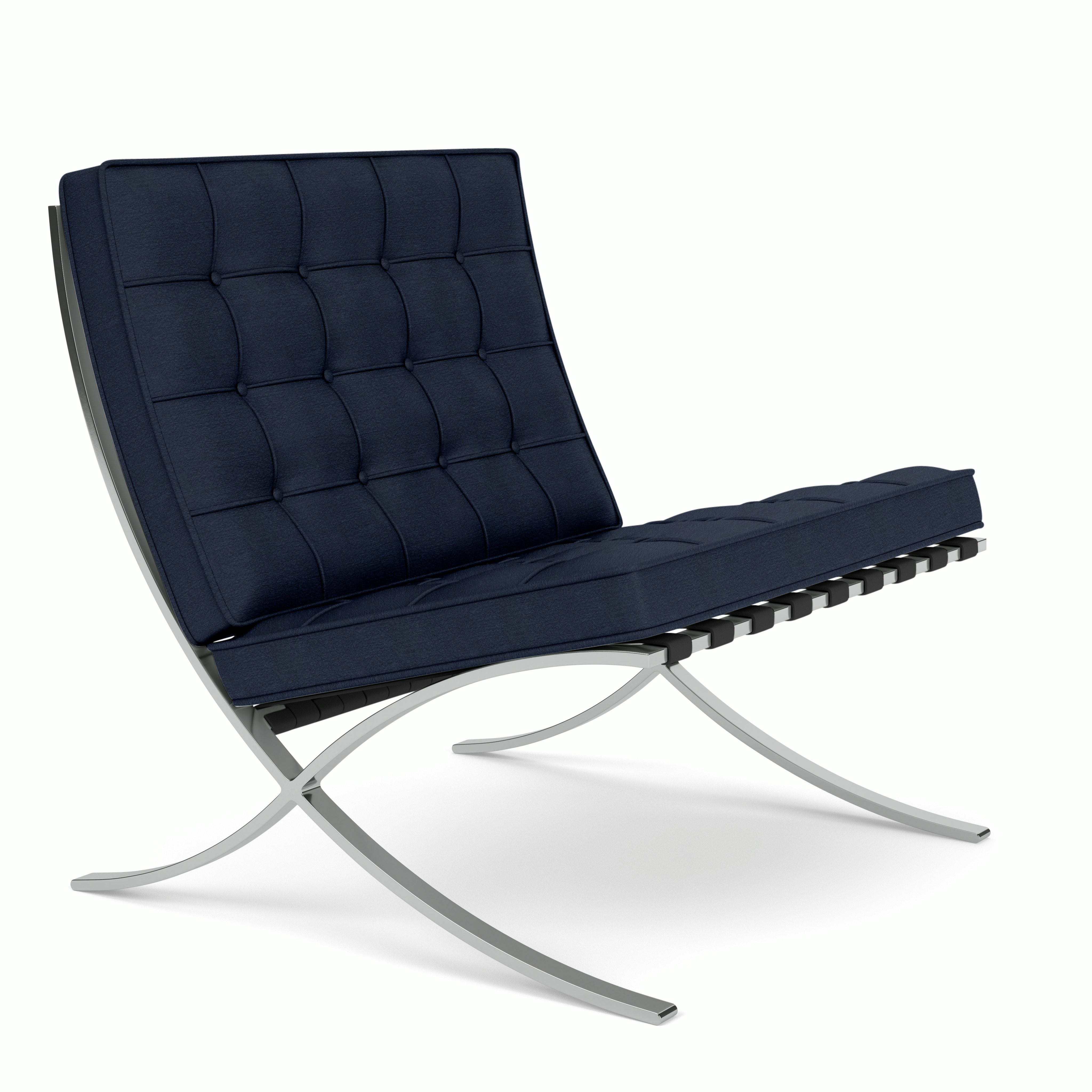 Barcelona Chair in Haven,  Midnight,  Polished Chrome