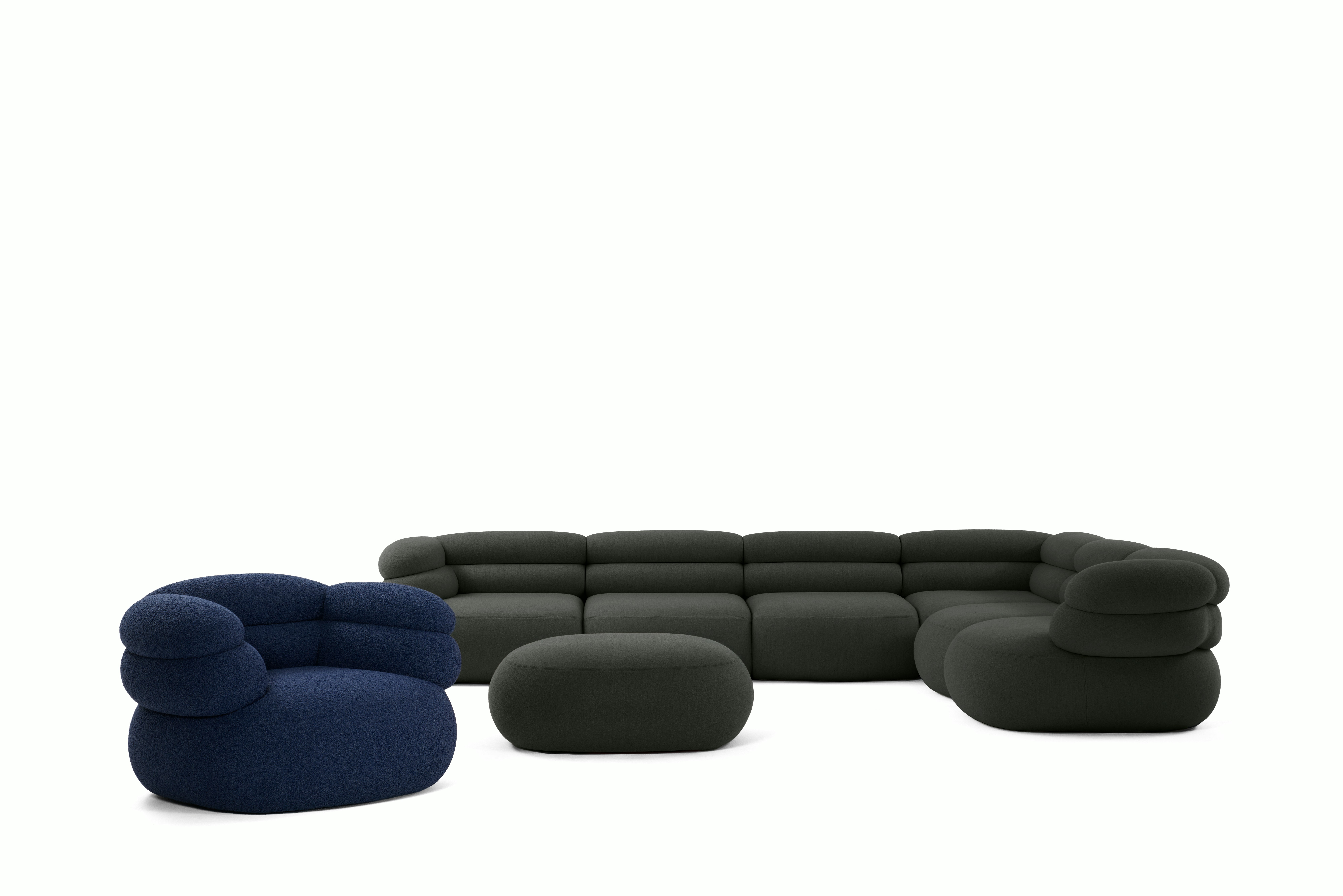 A Biboni Armchair in Solid Sublime, Navy.