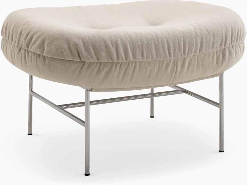 Bun Ottoman - Haven, Ivory, Polished Chrome