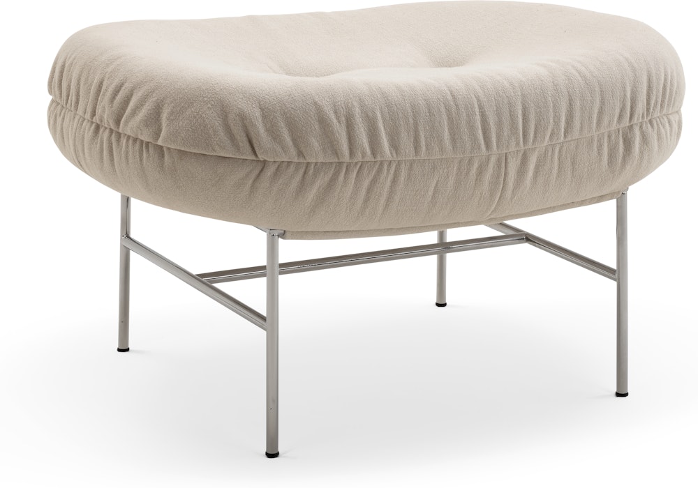 Bun Ottoman - Haven, Ivory, Polished Chrome