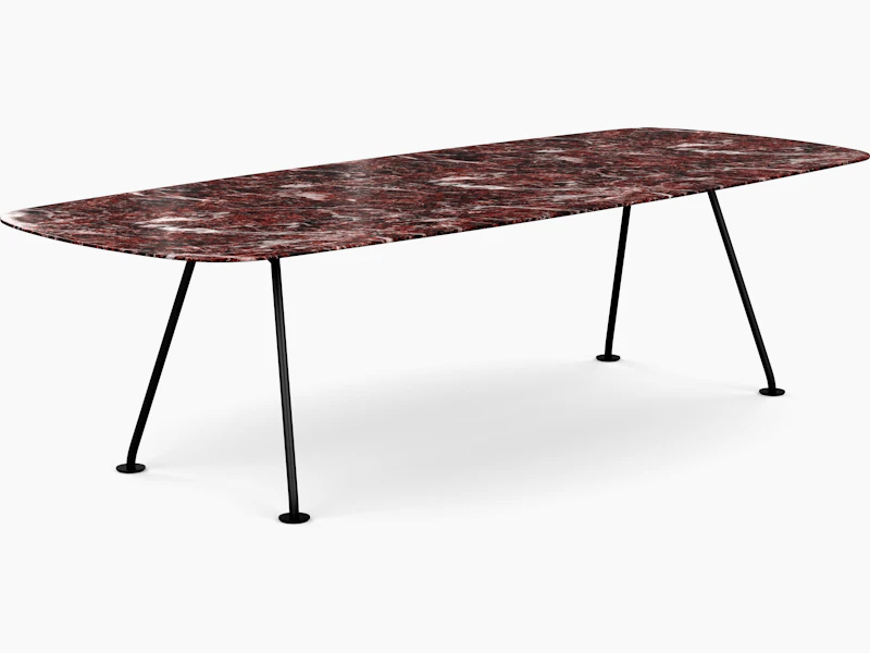 Grasshopper Dining Table - Rectangular, 106", Polished Rosso Rubino, Black"
