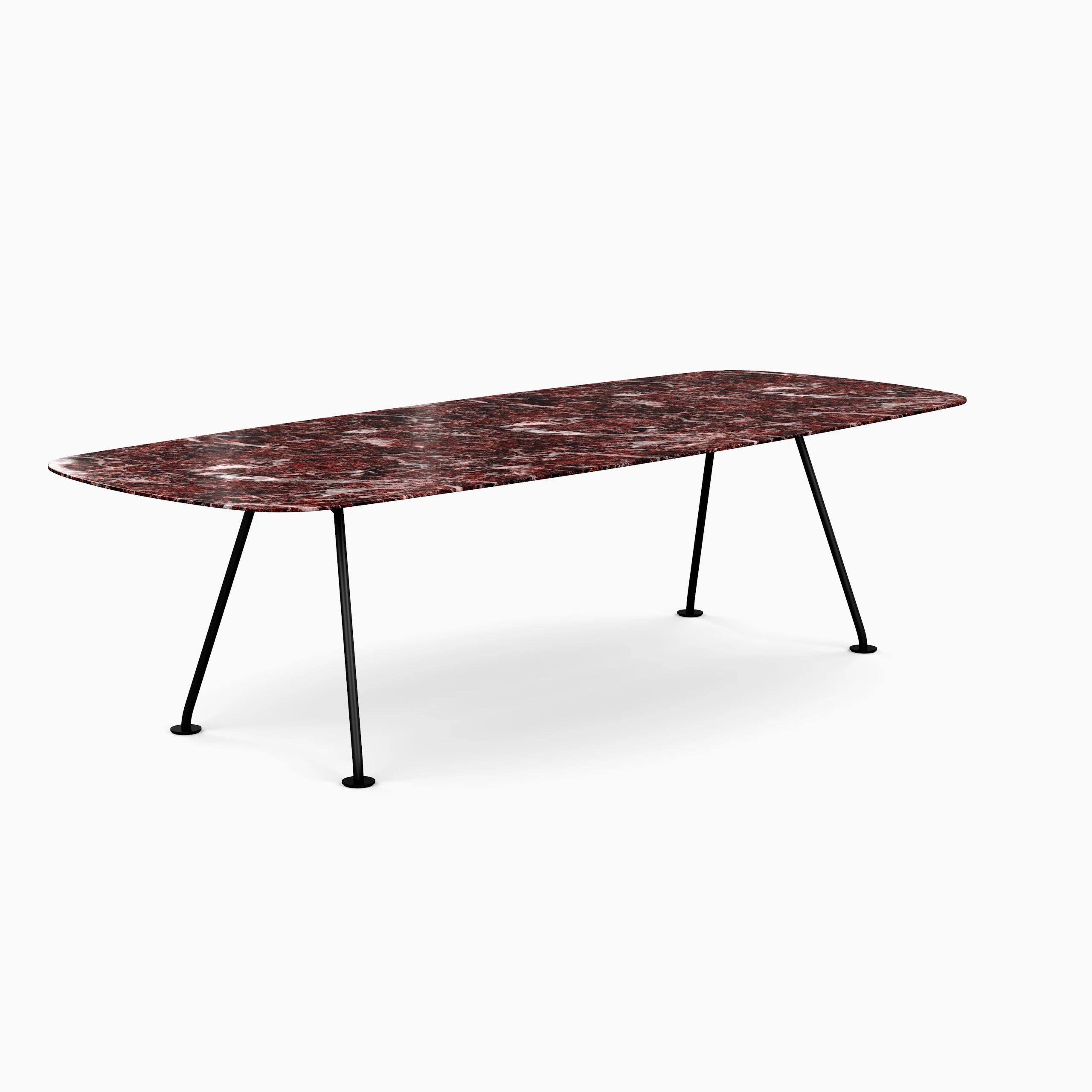 Grasshopper Dining Table - Rectangular, 106", Polished Rosso Rubino, Black"