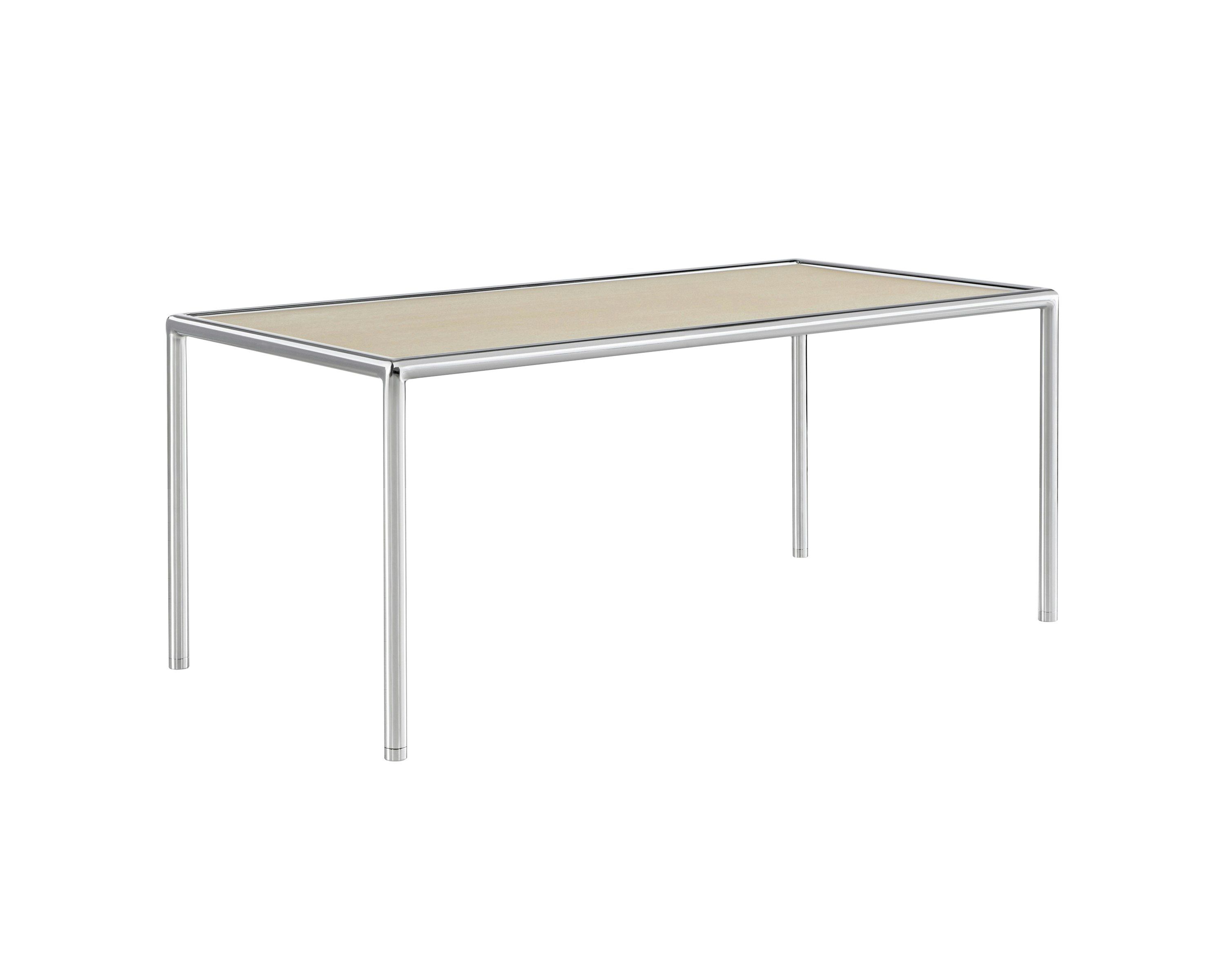 Full Round rectangular occasional table in white ash viewed from a front, three-quarter perspective.