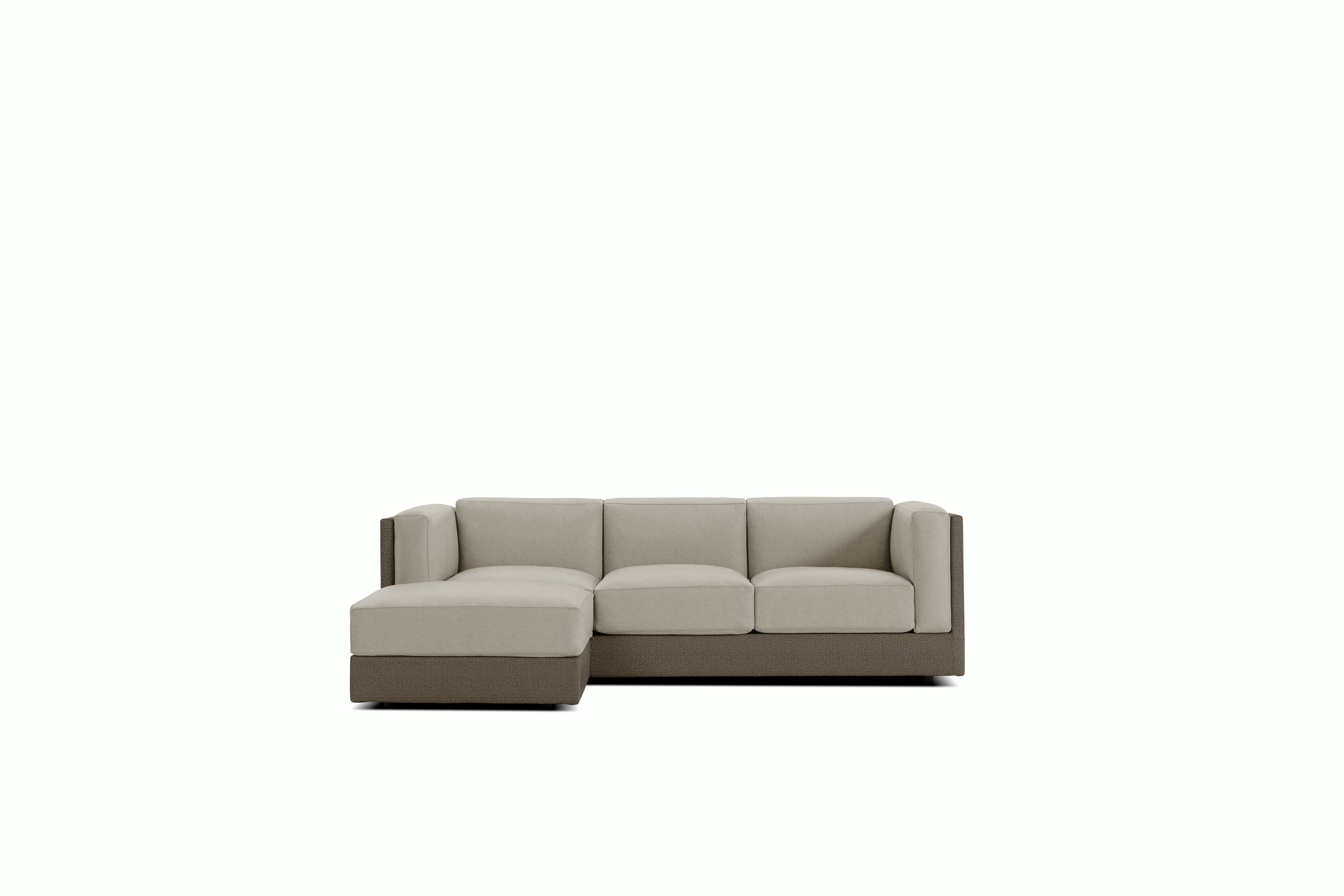 Symme Sectional Chaise - Fabric Frame,  Pebble Weave,  Bark,  Pecora,  Graham