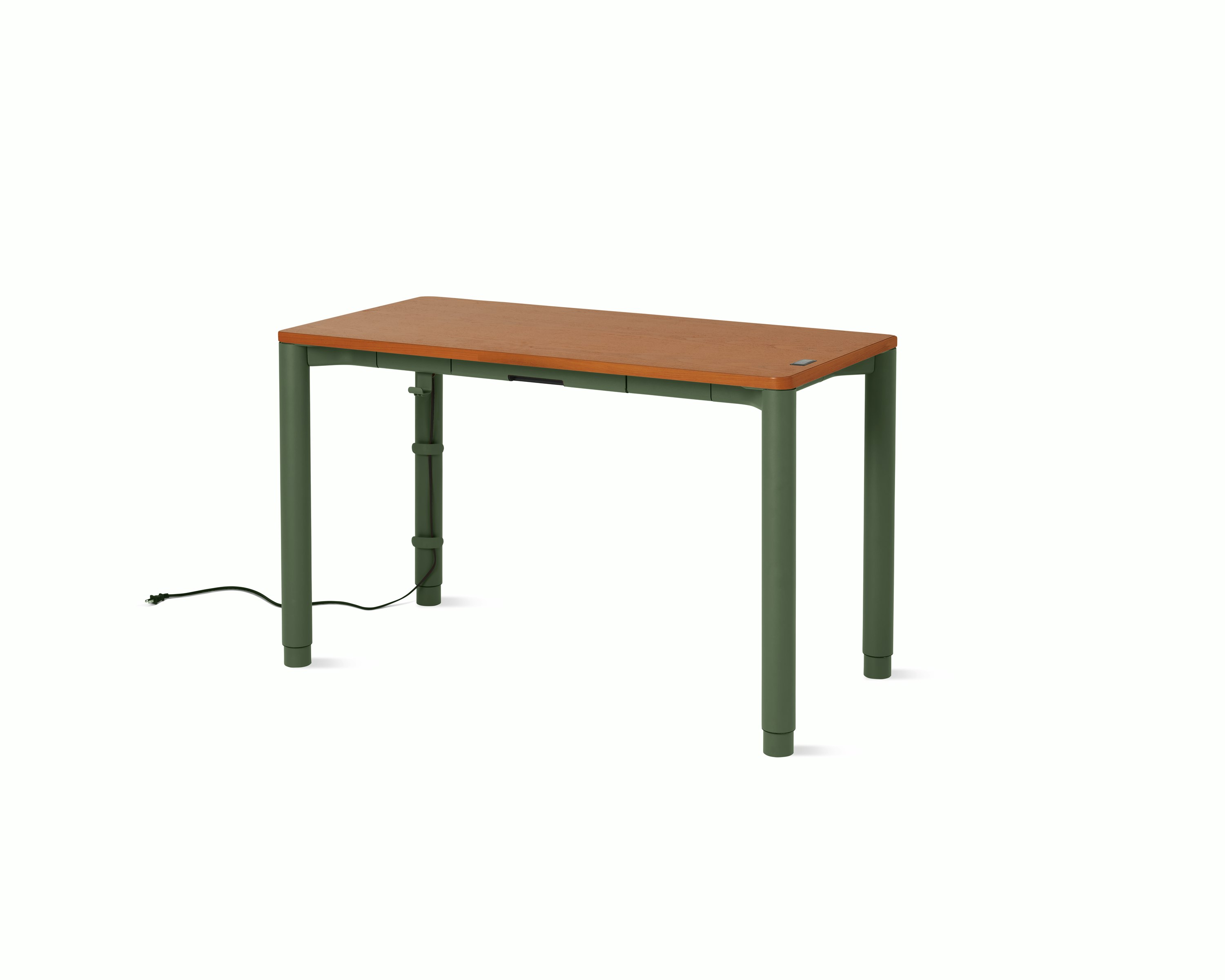 Spout S2S Table - 24" x 48"",  Veneer Walnut,  Olive,  With Cable Tray,  With Storage Drawer,  Standard Height"